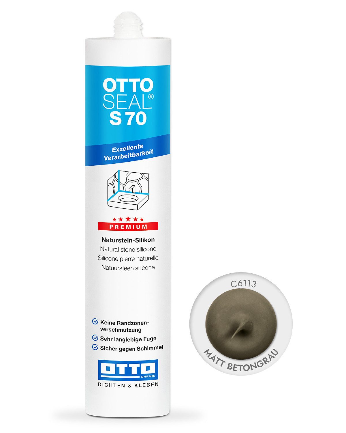 OTTO-Chemie Silikon Ottoseal S70 Premium-Naturstein-Silikon 310ml, gebrauchsfertig, neutral vernetzend