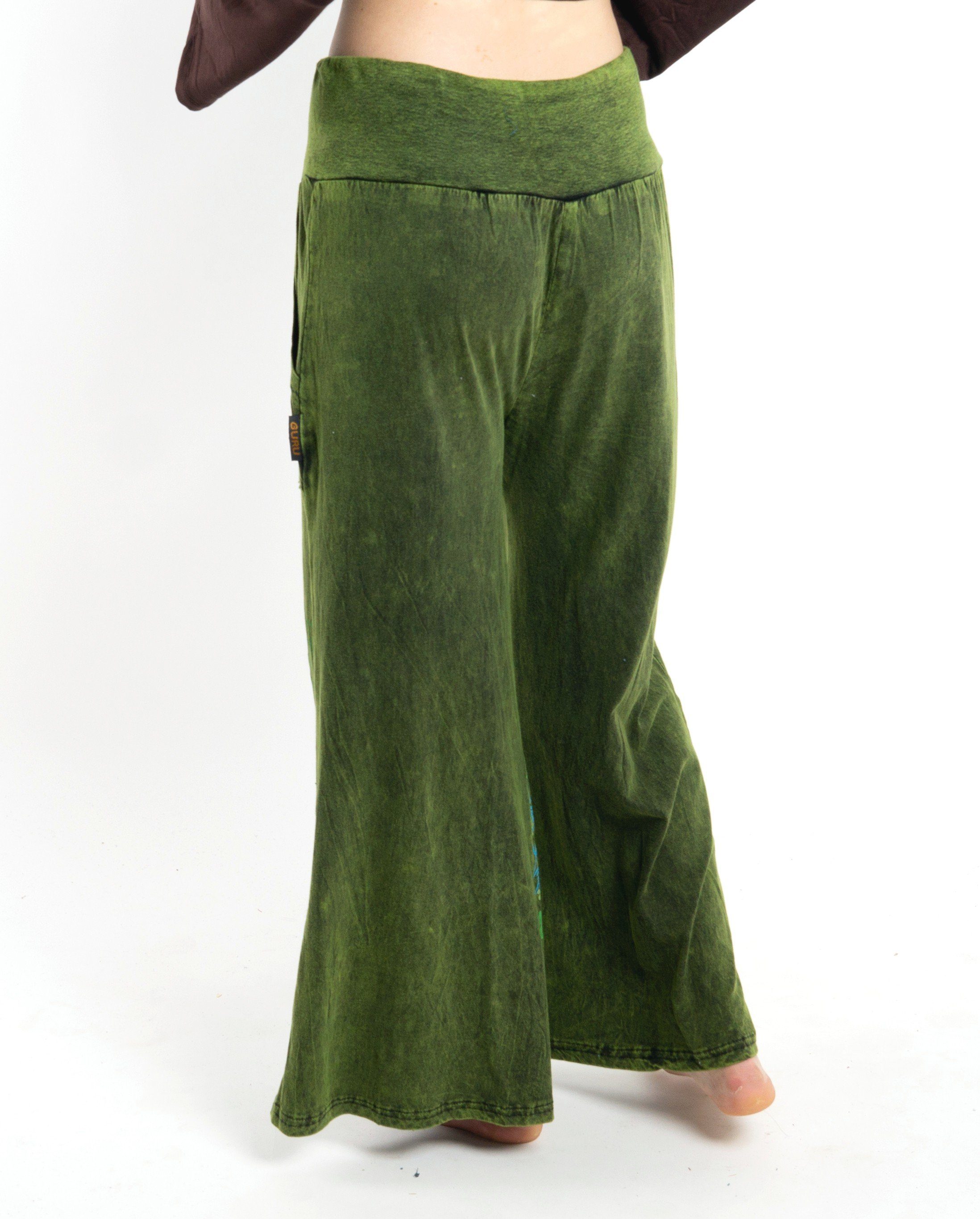 alternative grün Guru-Shop Bekleidung Baumwollhose, Boho mit.. Palazzohose, Relaxhose Hippiehose