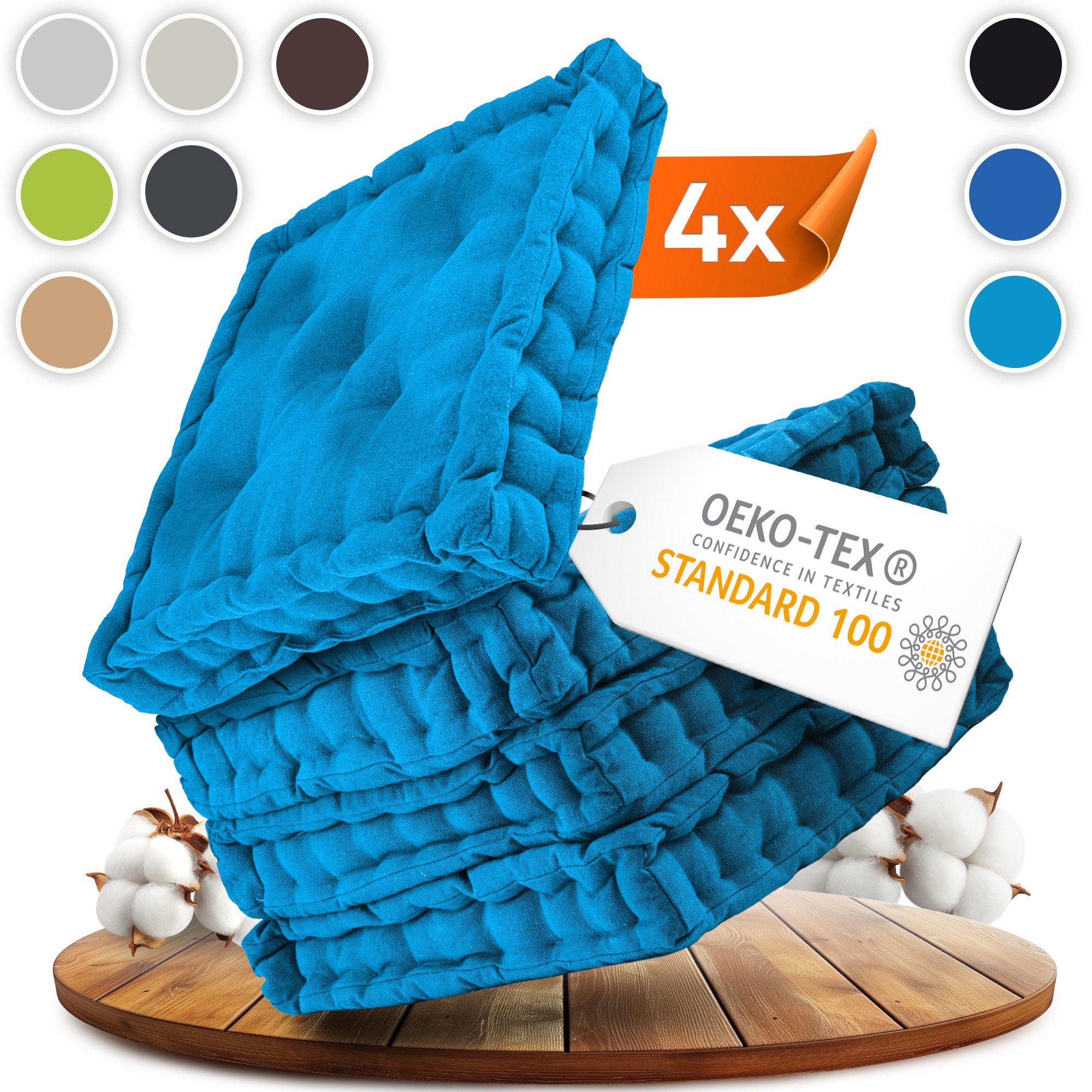 Gräfenstayn Sitzkissen 4er Set 40x40 cm mit 8 cm Polsterung aus 100 % Baumw günstig online kaufen