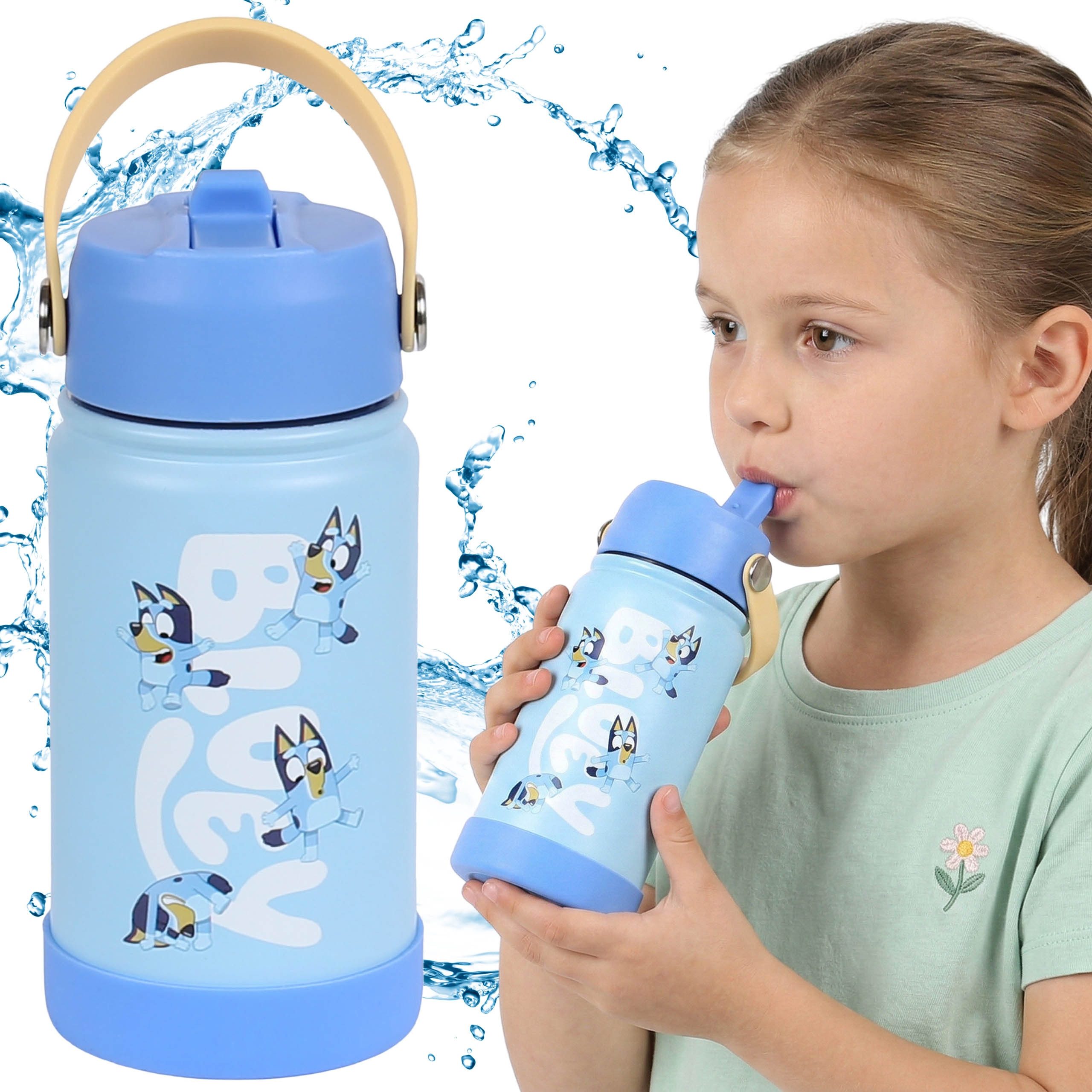 Bluey Trinkflasche BLUEY Edelstahl-Trinkflasche mit Trinkverschluss, 350 ml, Mädchen