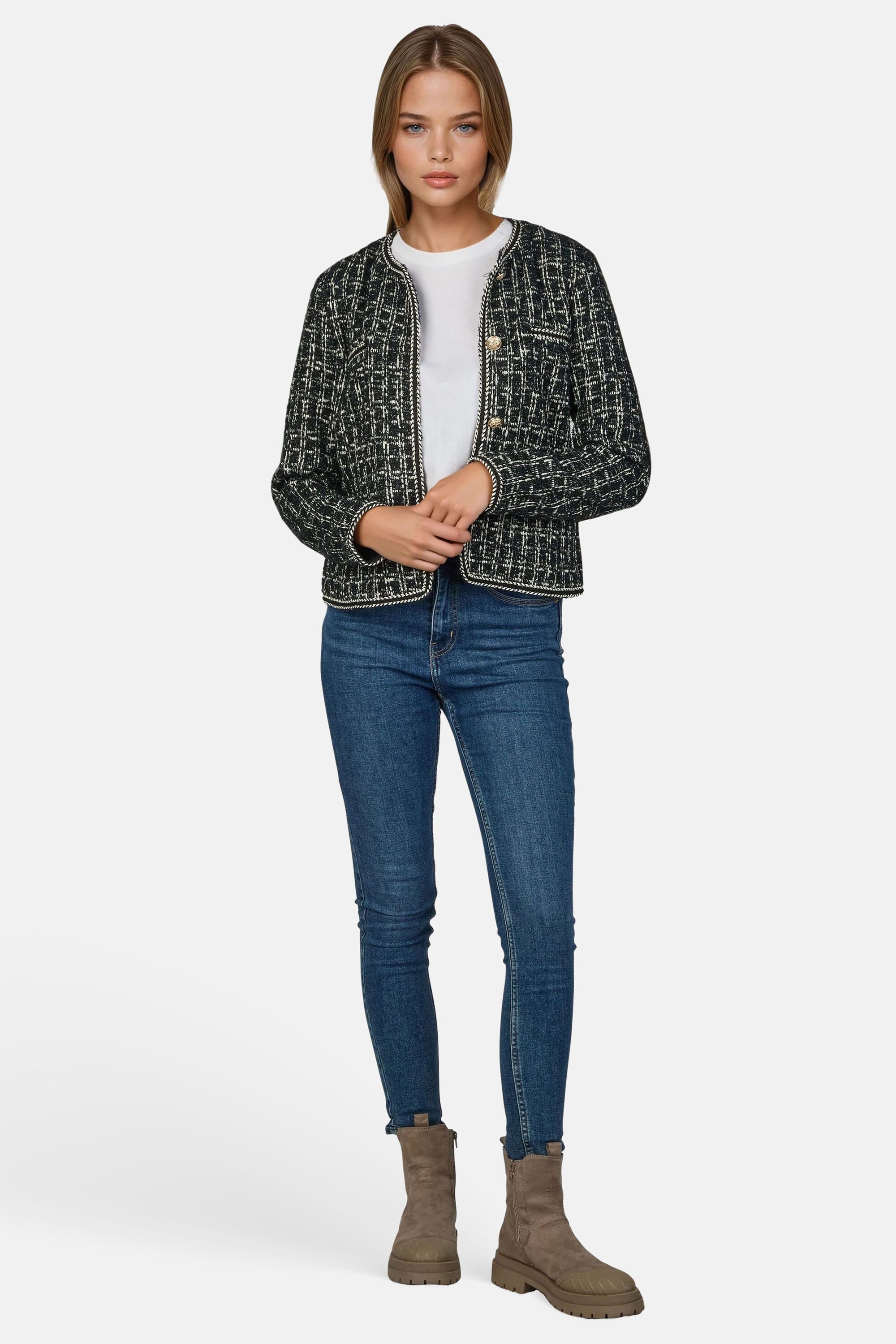 White Label Blouson (1-St) mit Zierband und Schmuckknöpfen aus Metall