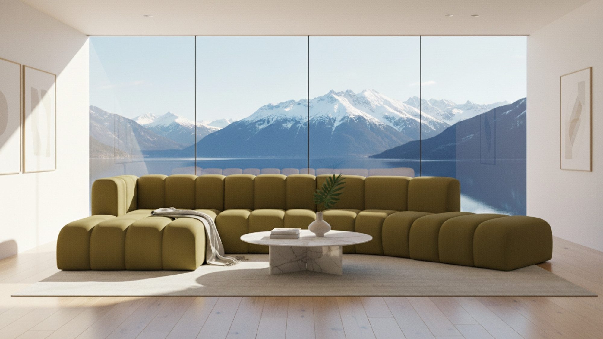 Kaiser Möbel Ecksofa Velours Grand L Round moderne modulare Designer-Sofa, Ecksofa, halbkreisförmiges Design,Premium-Velours Salvador