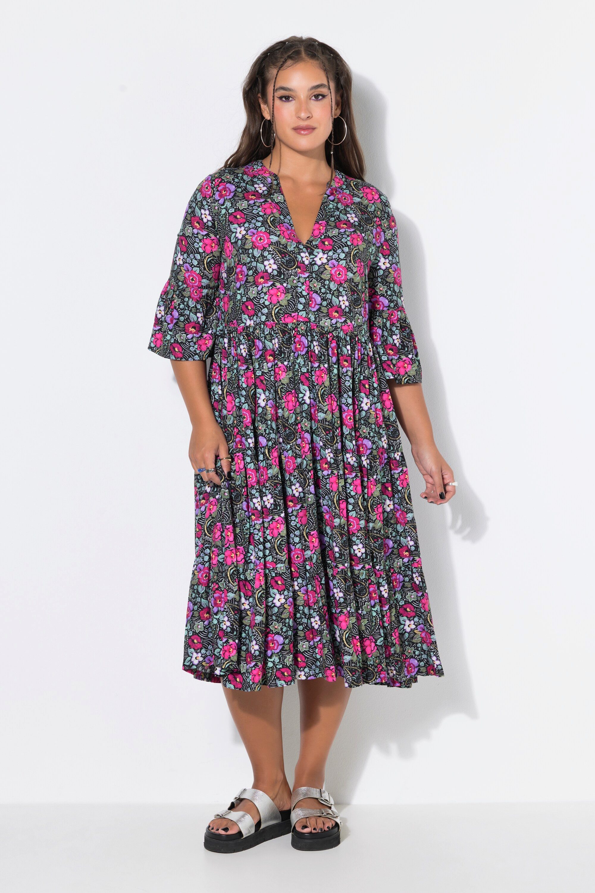 Studio Untold Midikleid Midikleid A-Line Flower-Muster