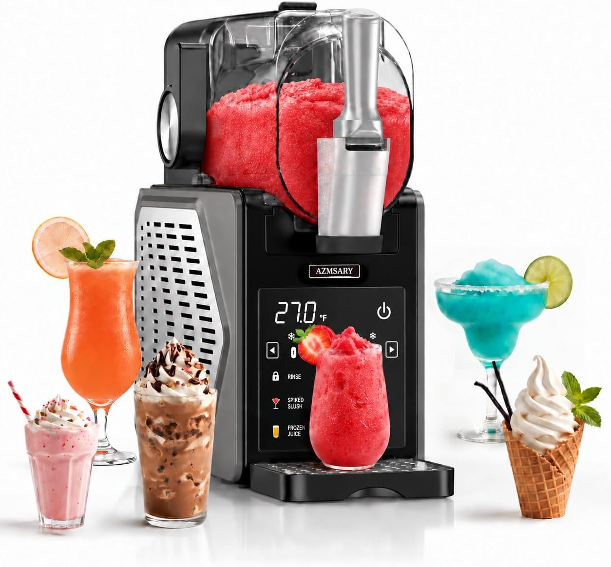 Azmsary Slush-Eismaschine Slush & Eismaschine 6-in-1, LED, Selbstreinigung, 2.5L