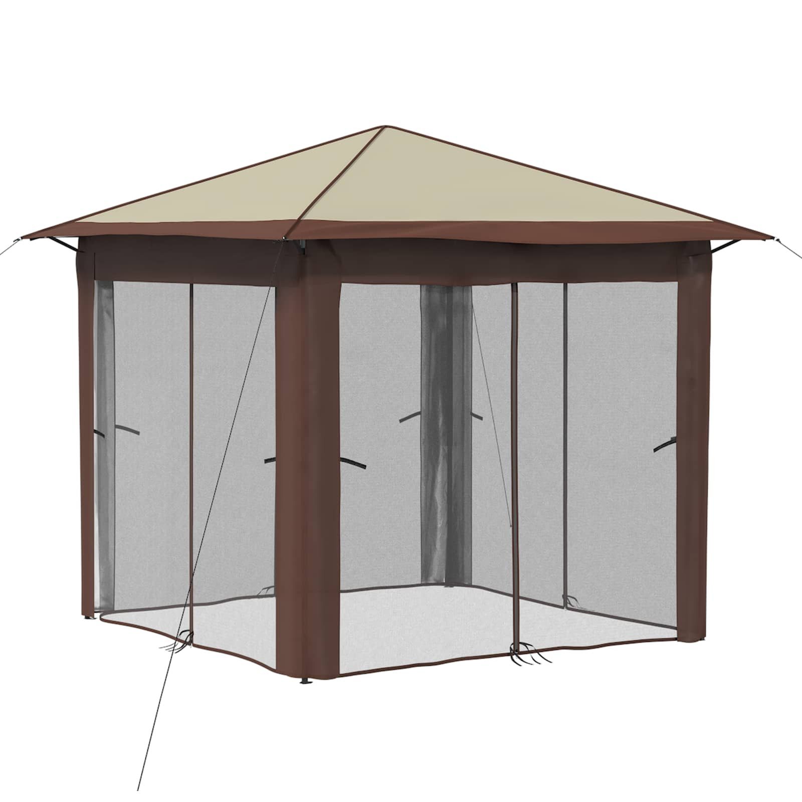 vidaXL Partyzelt Gazebo mit 4 Seitenwänden 2,6 x 2,6 m Creme und Braun