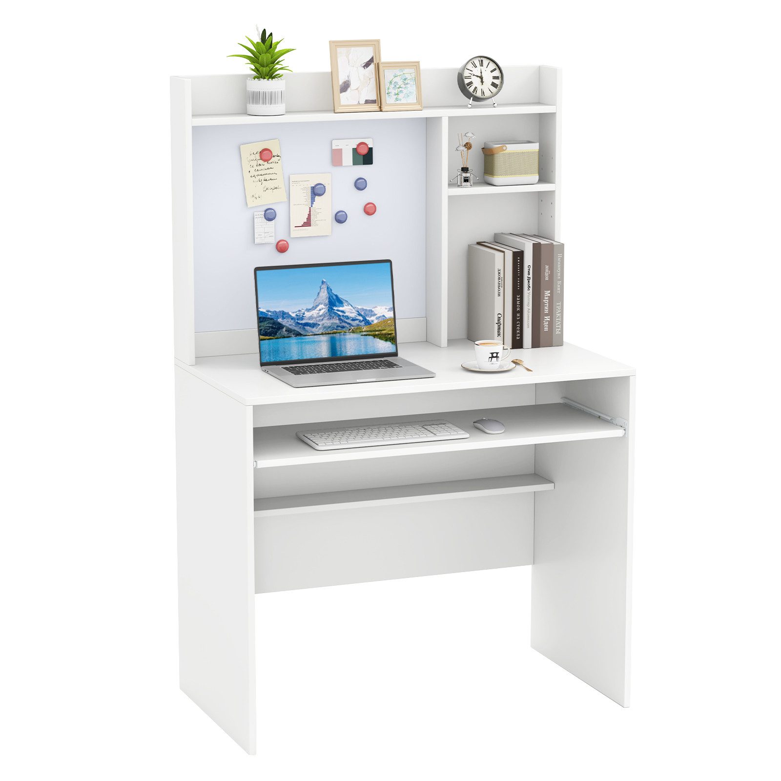 KOMFOTTEU Schreibtisch, Computertisch mit Magnettafel, 89 x 50 x 138 cm günstig online kaufen