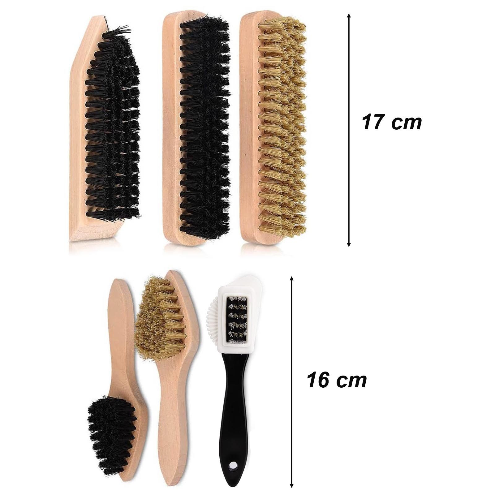 HAC24 Schuhputzbürste Schuhpflegeset Schuhputzset Schuhpflege Set, (8-tlg), 6X Bürste 1x Schmutzradierer 1x Poliertuch – Bild 4 von 5