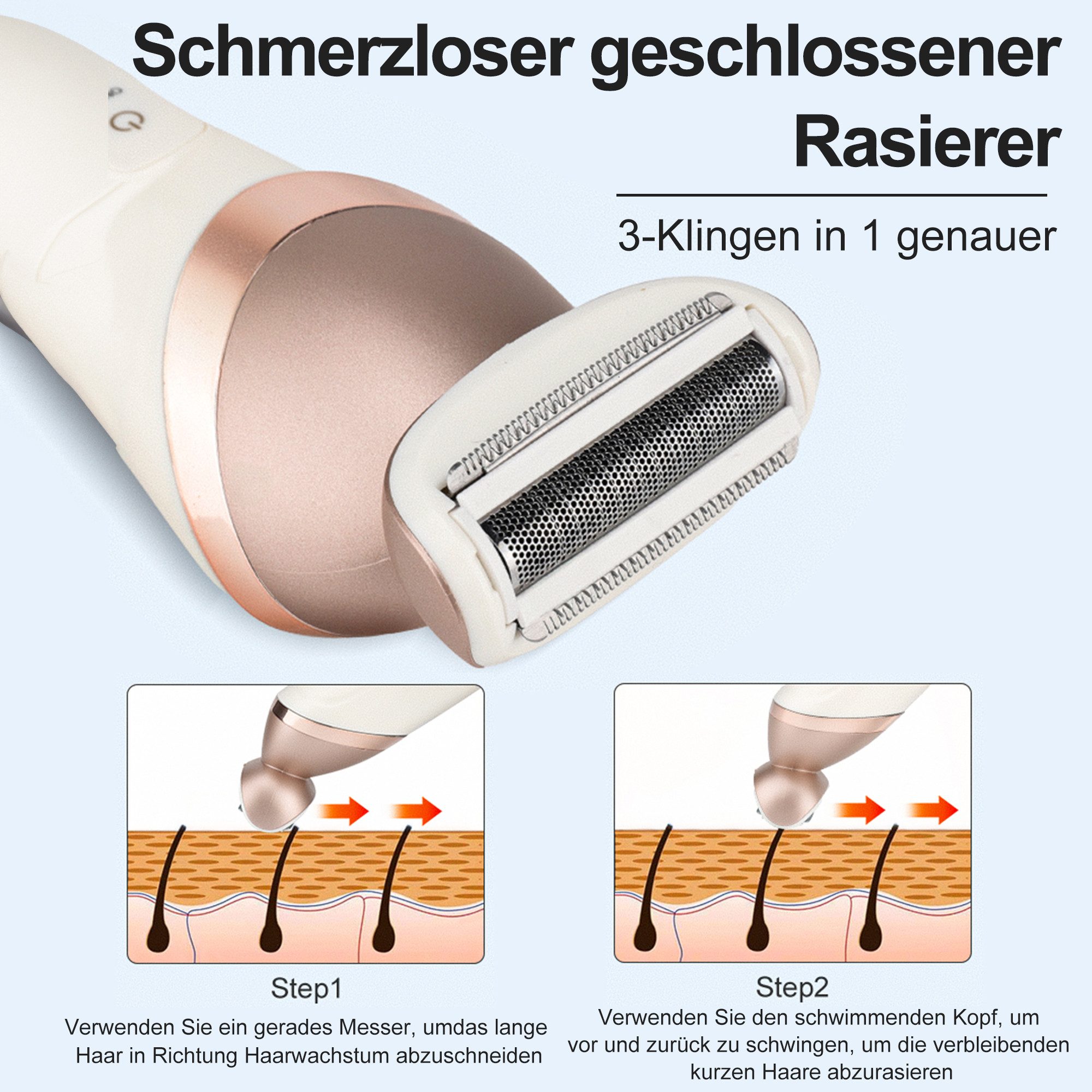 ibettertec Epilierer Epilierer Damen,6-in-1 Epilierer für Damen Kabelloser, Nass und Trocken-Gesichtsepilierer mit Peelingbürste,Reinigungsbürste,Massagekopf IPX7 Wasserdicht,USB Wiederaufladbar und Tragbar