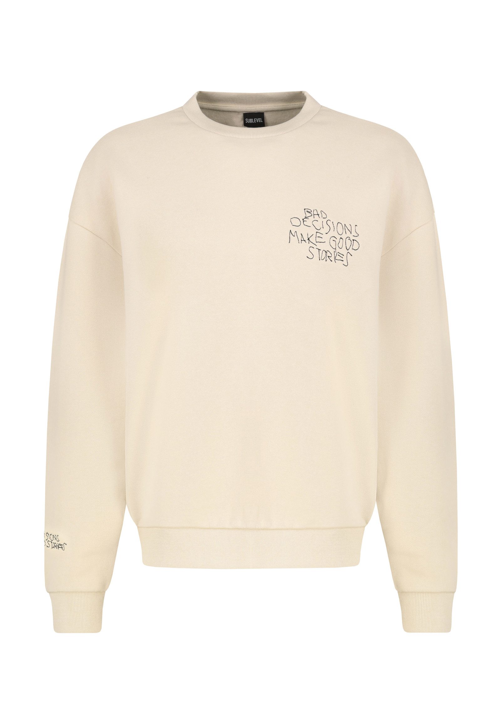 SUBLEVEL Sweatshirt Herren Pullover langarm oversize mit Stickerei Sweater, günstig online kaufen