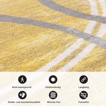 Teppich Plüsch Shaggy Carpet Moderner Teppich mit gewelltem Kreis-Design, HAUSS SPLOE, rechteckig, 80x120cm, rutschfest, pflegeleicht