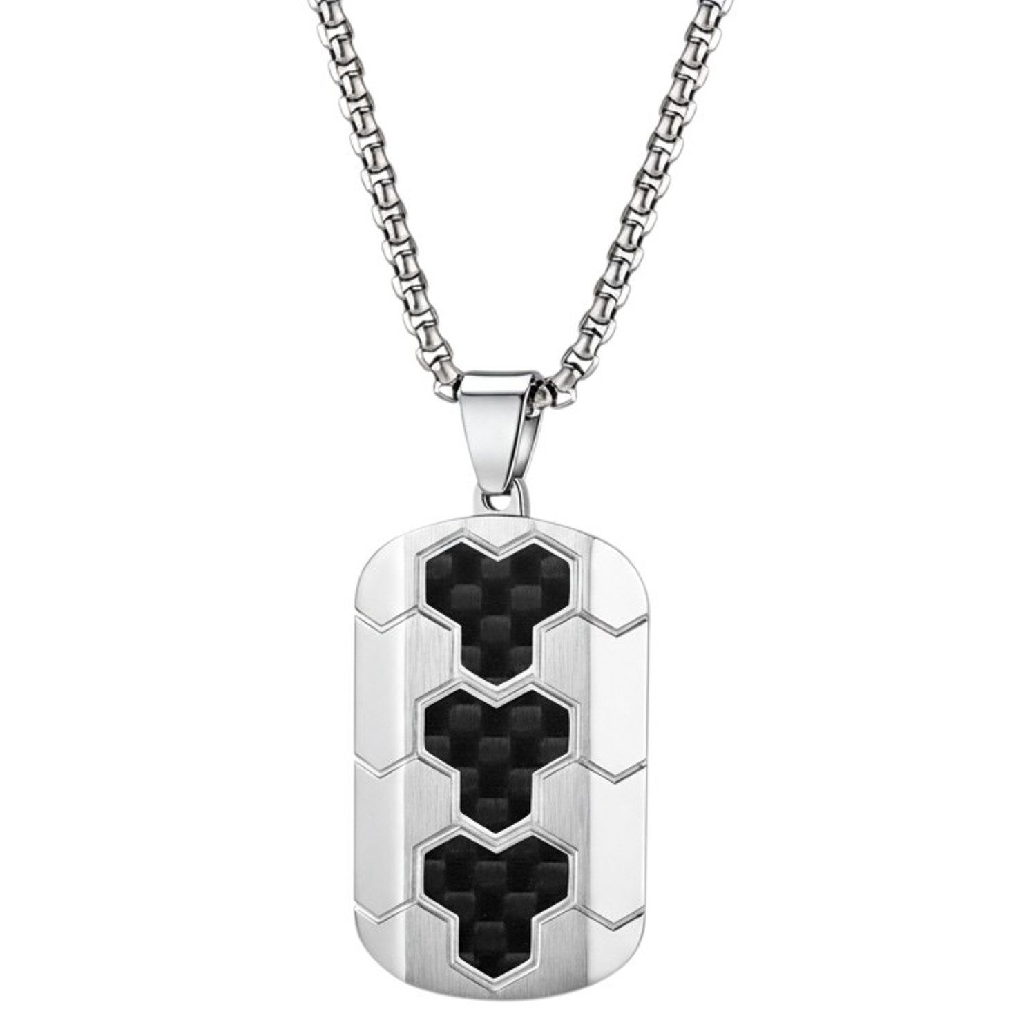 Kette mit Anhänger Halskette Silber od. Schwarz Herren Edelstahl 60 cm