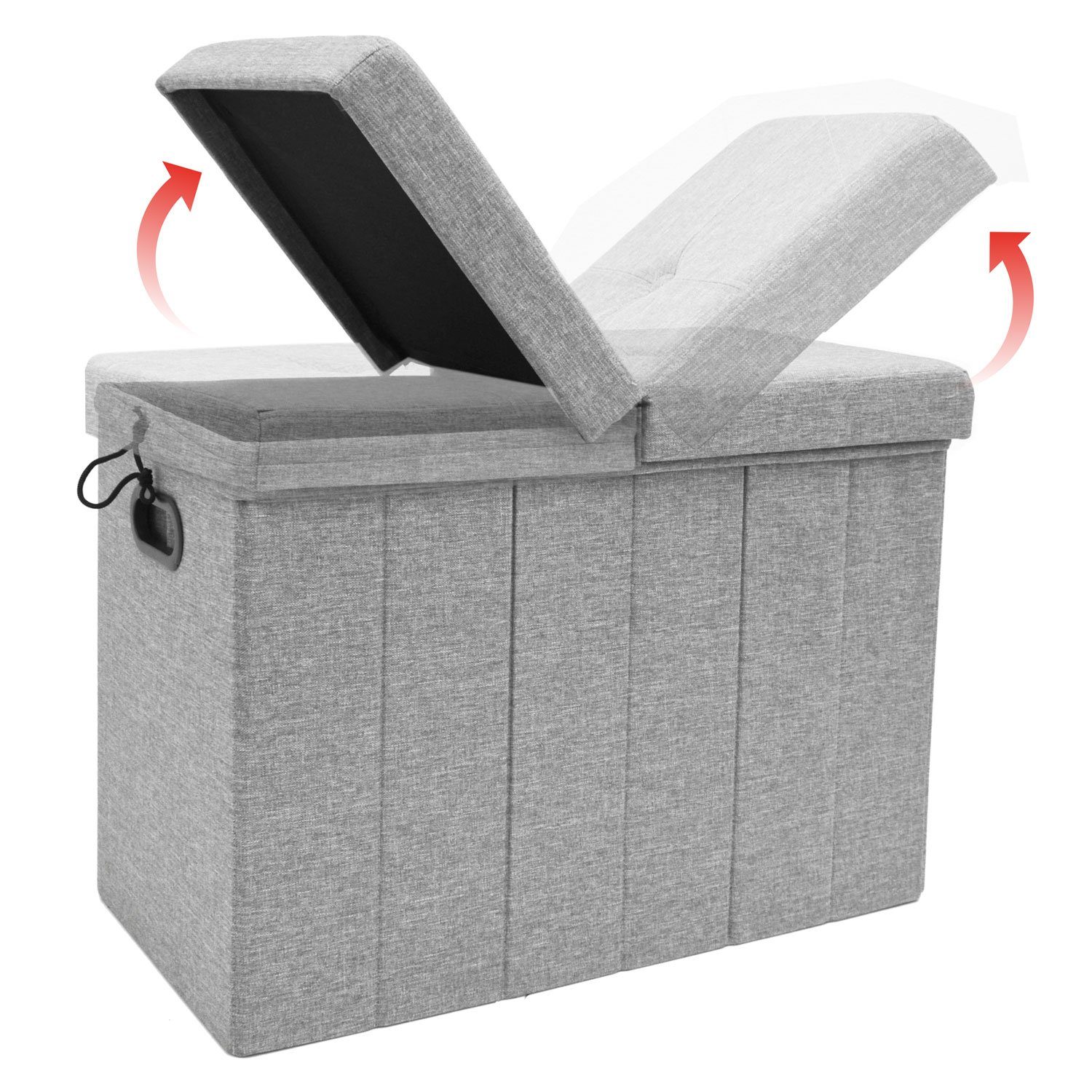 DuneDesign Wäschekorb mit Deckel - 85L Wäschetruhe mit Sitzbank - 62x31x46 Wäschesammler (1 St), Wäschebox Faltbar - Wäsche Aufbewahrungskorb für Schlafzimmer & – Bild 3 von 5