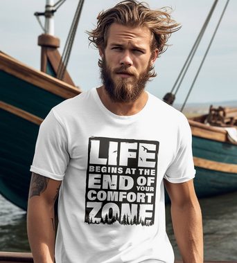 Neverless Print-Shirt Herren T-Shirt Life begins at the end of your Comfort Zone Zitat Quote mit Print
