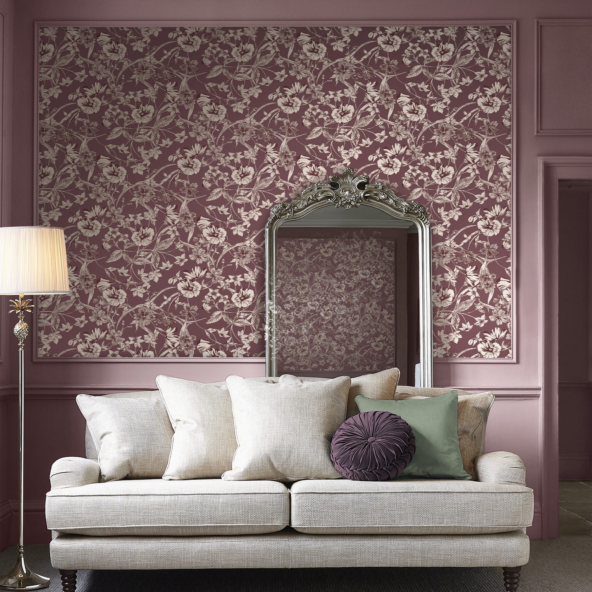 LAURA ASHLEY Vliestapete Summerhill Blackberry, glatt, günstig online kaufen