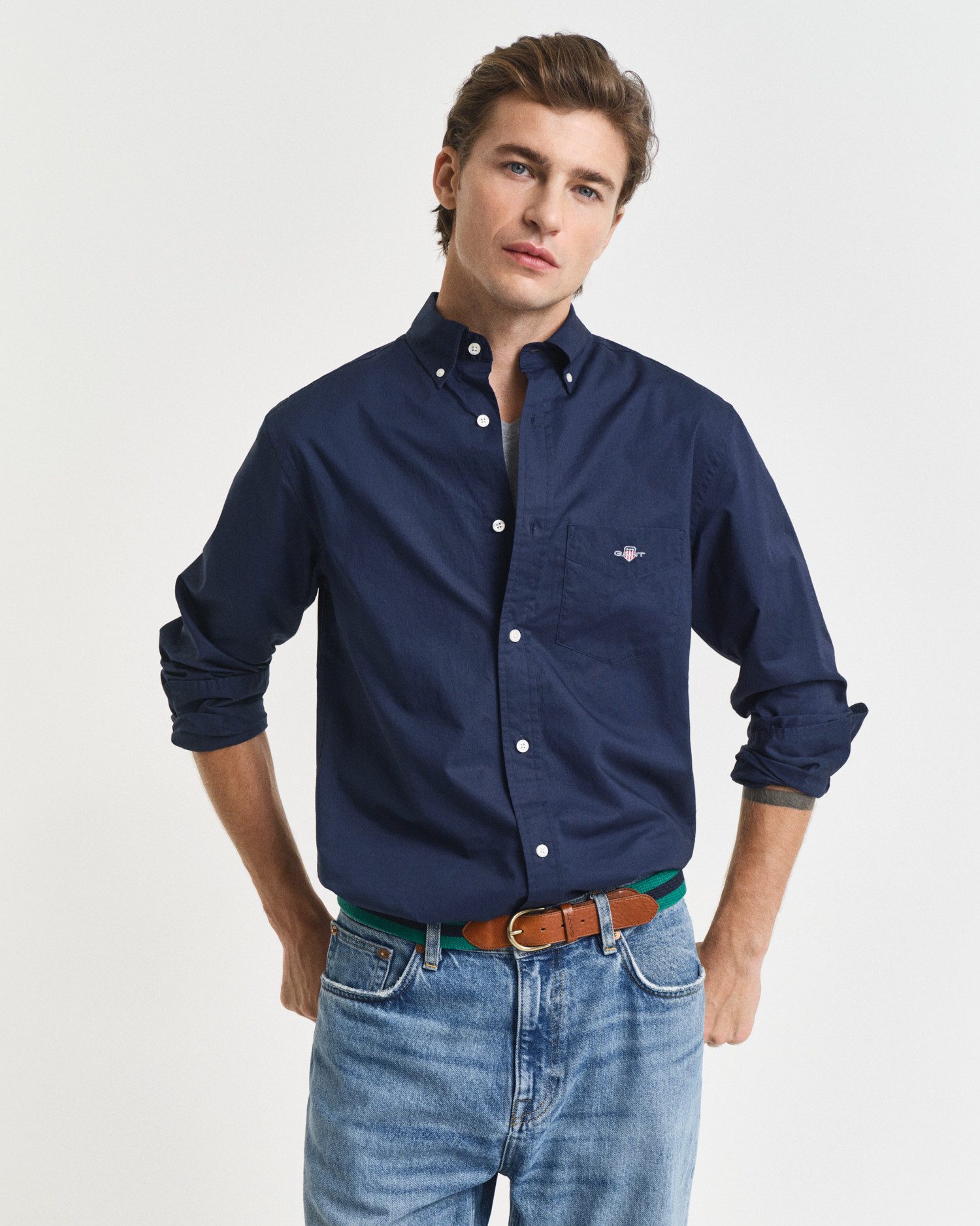 Gant Langarmhemd Regular Fit Popeline Hemd leicht strapazierfähig pflegelei günstig online kaufen