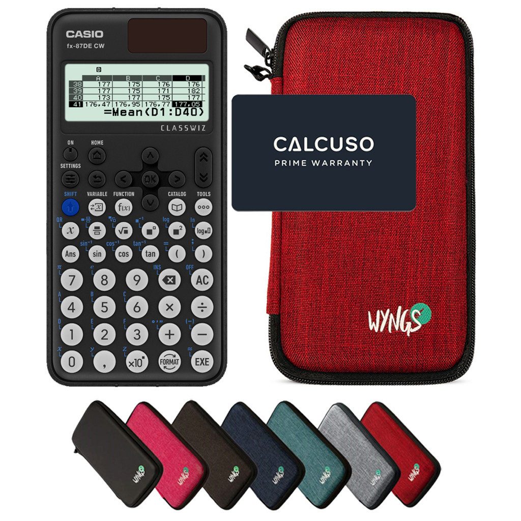 Taschenrechner fx-87DE CW ClassWiz inkl. WYNGS Schutztasche Rot