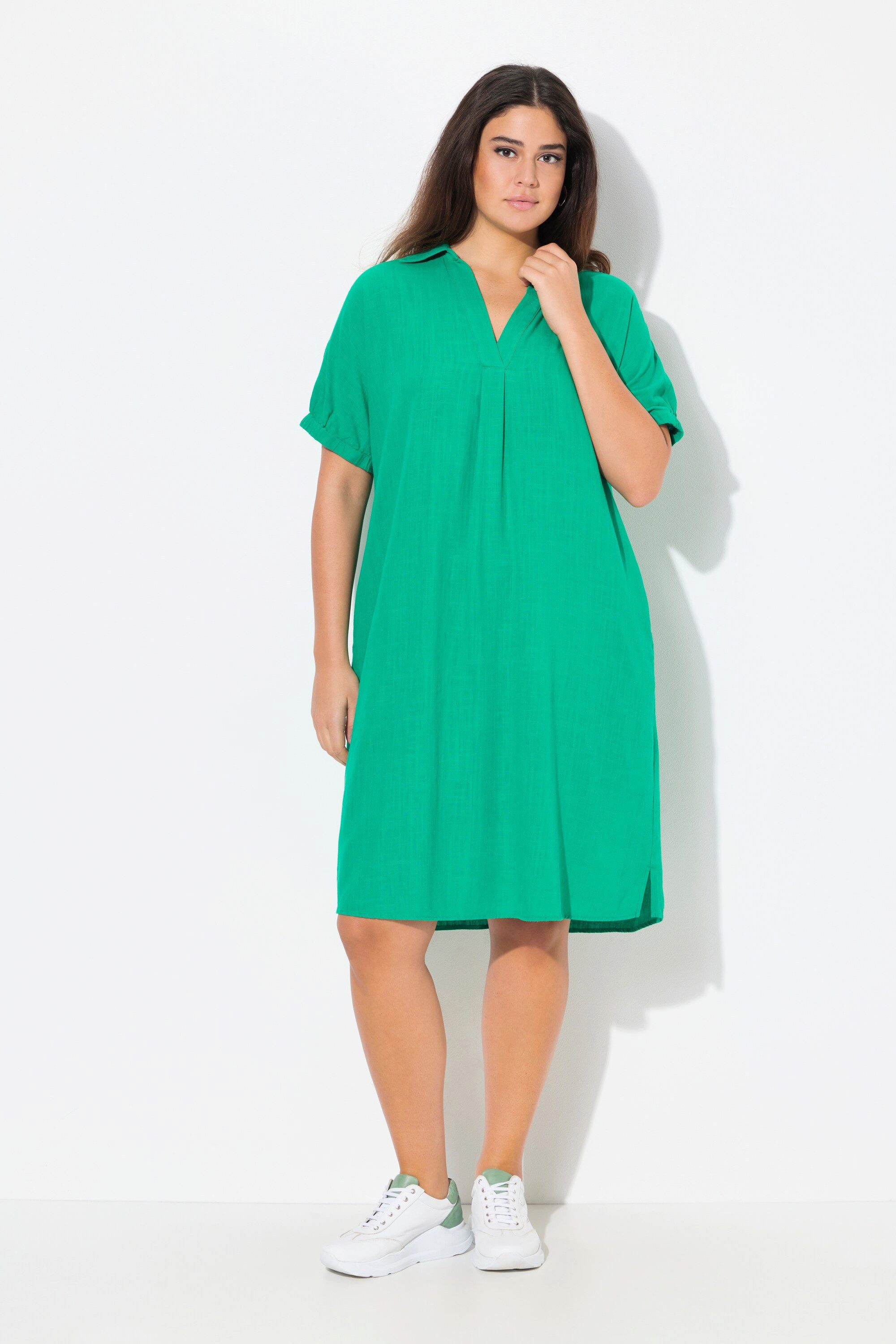 Ulla Popken Jerseykleid Kleid Leinenmix Oversized günstig online kaufen