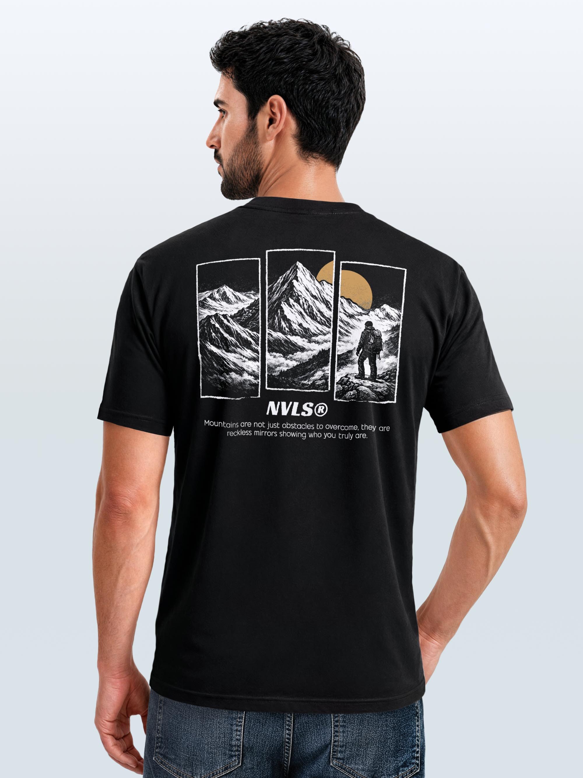 Neverless Print-Shirt Herren T-Shirt Backprint Mountain Adventure Grafik Outdoor Nature mit Print – Bild 3 von 5