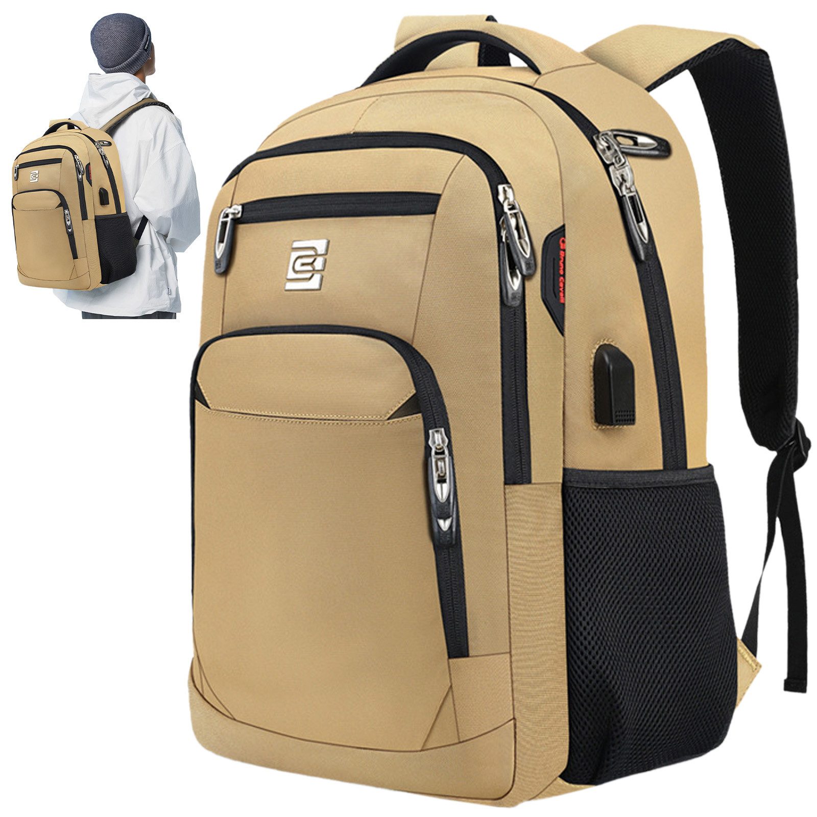 OKWISH Laptoprucksack Laptop Rucksäcke Schulrucksack Wasserbeständig Laptoptasche (Uni Tasche Businessrucksack Sportrucksack, Backpack mit Laptopfach, Anti-Diebstahl, mit USB-Anschluss), Herren Damen Jungen Teenager Arbeit Business Freizeit Reisen