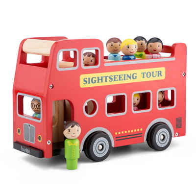 New Classic Toys® Spielzeug-Krankenwagen Sightseeing Bus City Tour Bus m. 9 Spielfiguren aus Holz Holzspielzeug