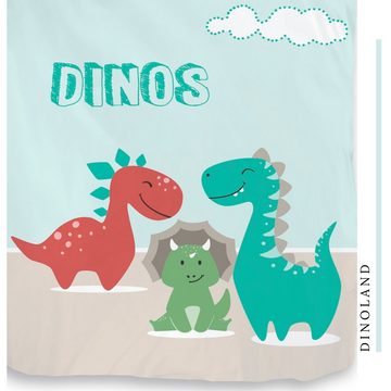 Kinderbettwäsche Dinos 135x200 + 80x80 cm, 100 % Baumwolle, MTOnlinehandel, Renforcé, 2 teilig, Dinosaurier Bettwäschegarnitur für Kinder in mint