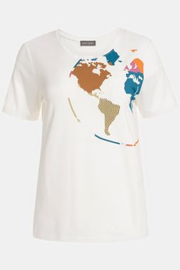 Gina Laura Rundhalsshirt T-Shirt Identity Weltkarten Print Rundhals Halbarm