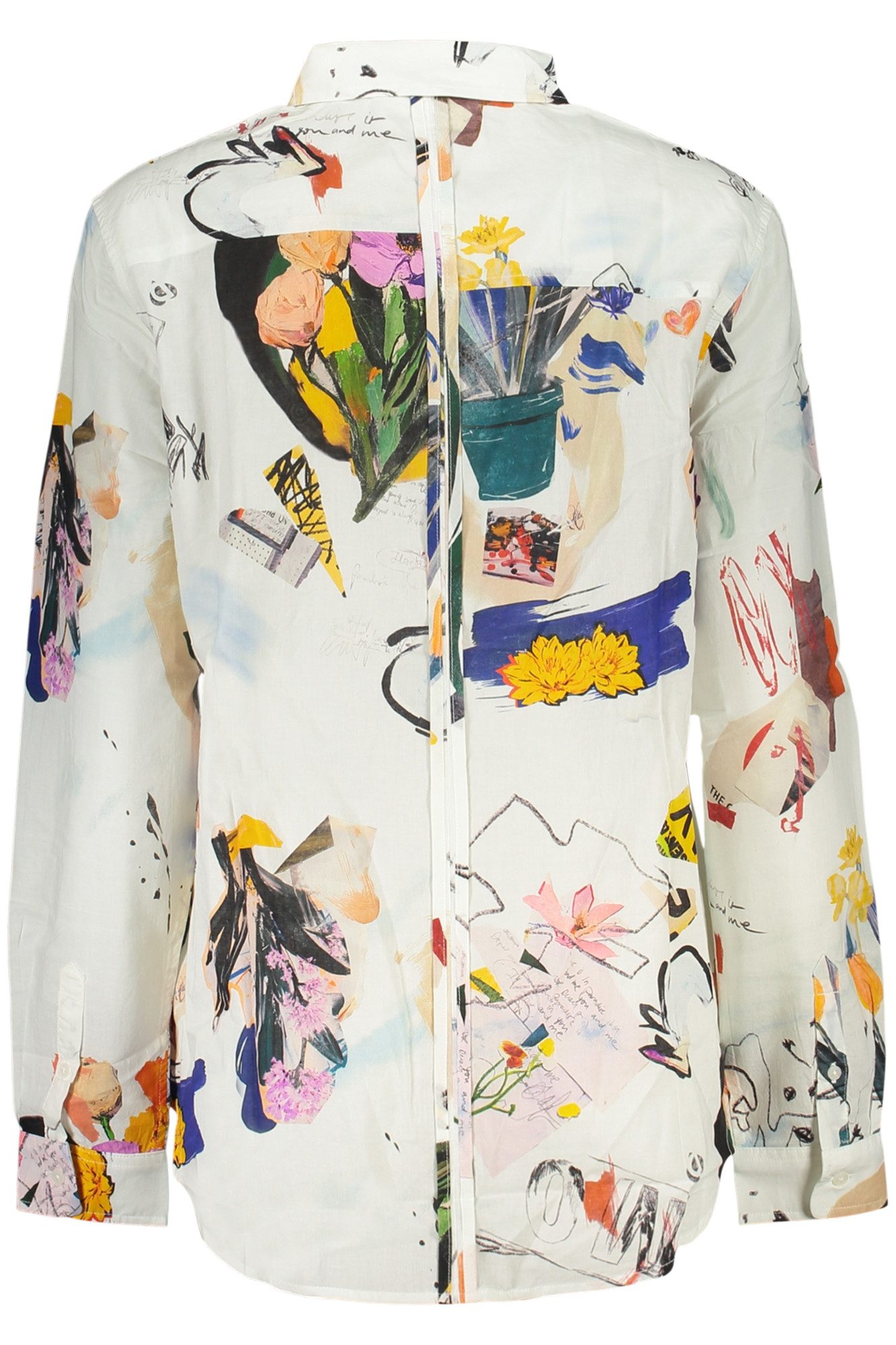 Desigual Blusenshirt Weißes Damen Langarmhemd mit Muster und