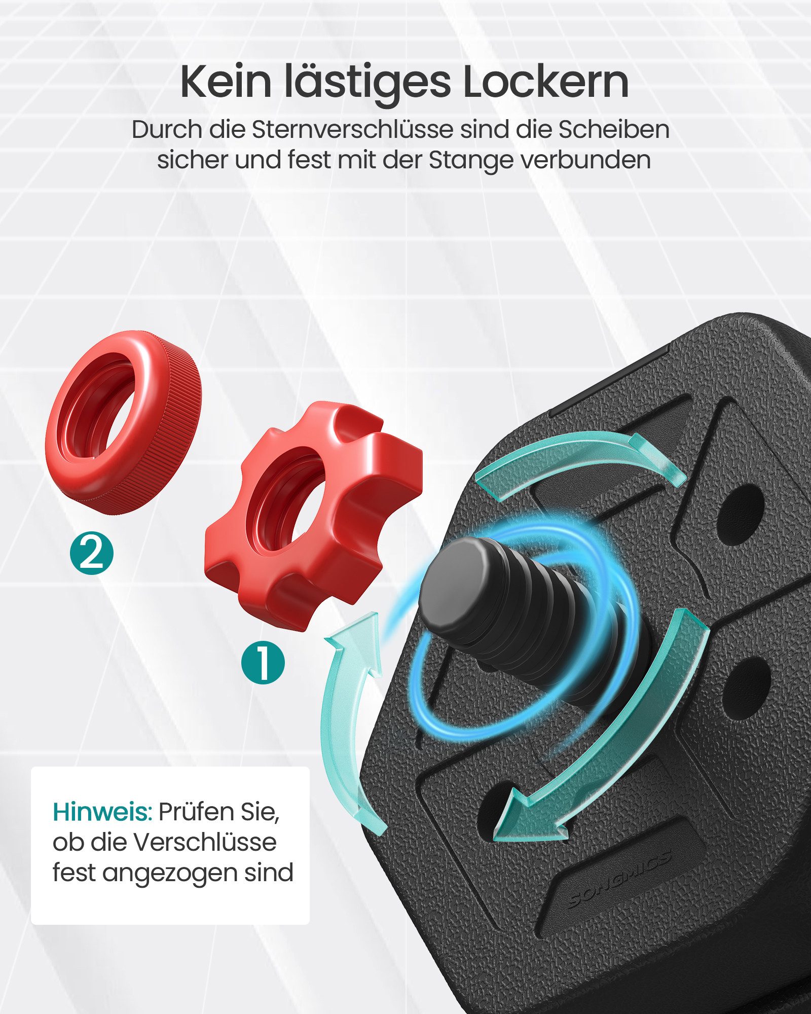 SONGMICS Hantel-Set Hanteln mit Verbindungsstange, Hexagon, Kurzhantelset, für Workout, Fitnesstraining, Gewichtheben für Zuhause, Fitnessstudio