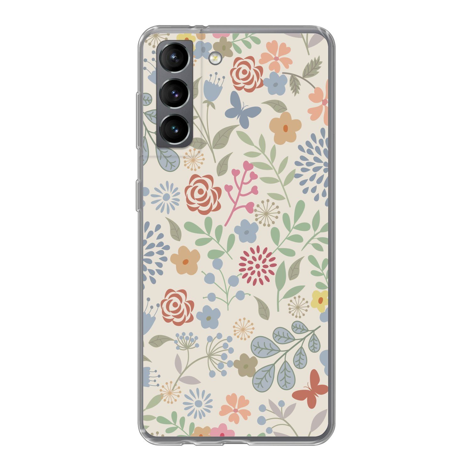 MuchoWow Handyhülle für Samsung Galaxy S21 Eine Blumenmuster-Illustration mit vielen Blume, Phone Case, Silikon, Schutzhülle Dünn