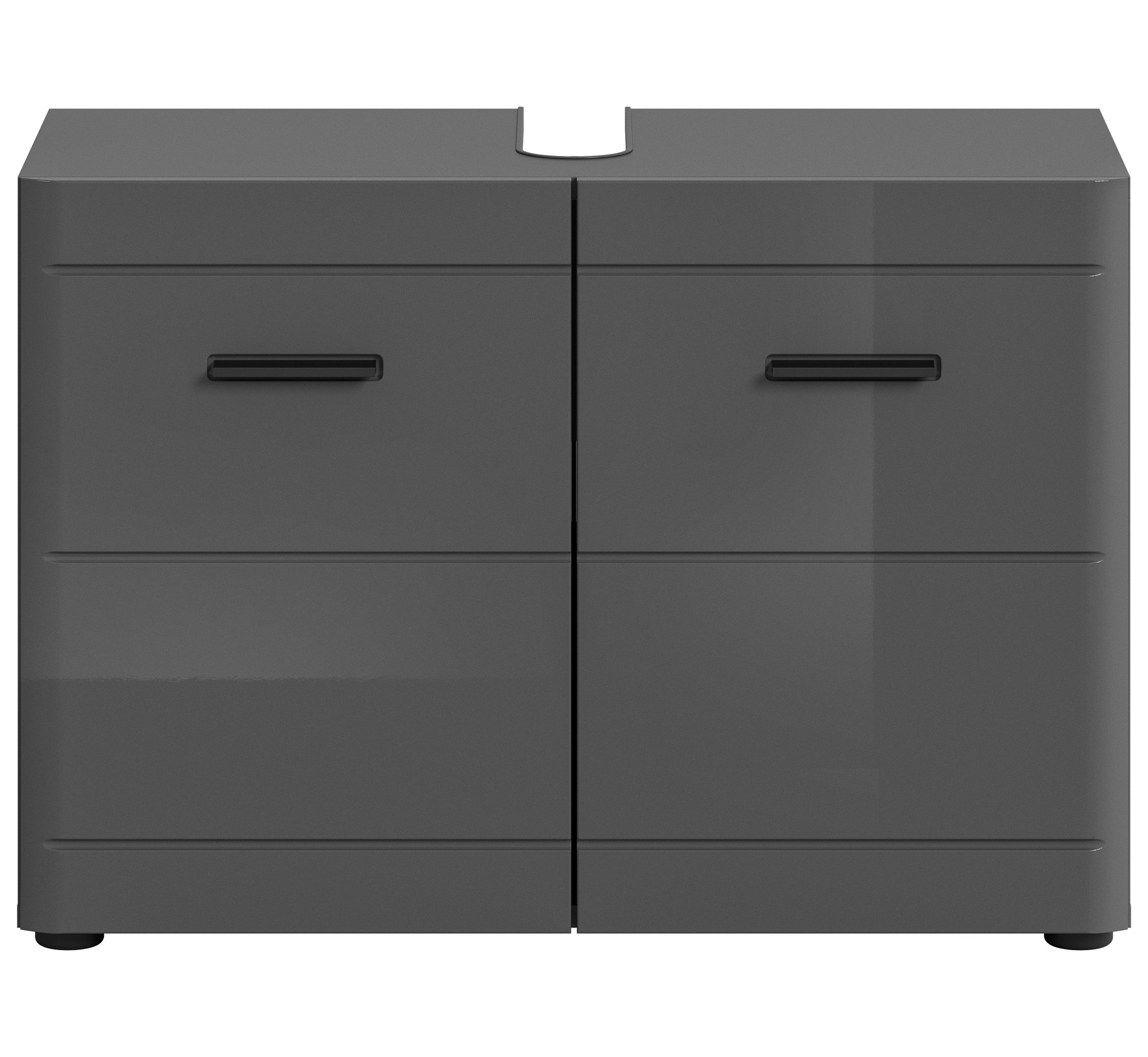 xonox.home Waschbeckenunterschrank in Grau Hochglanz - 80x56x34cm (BxHxT)