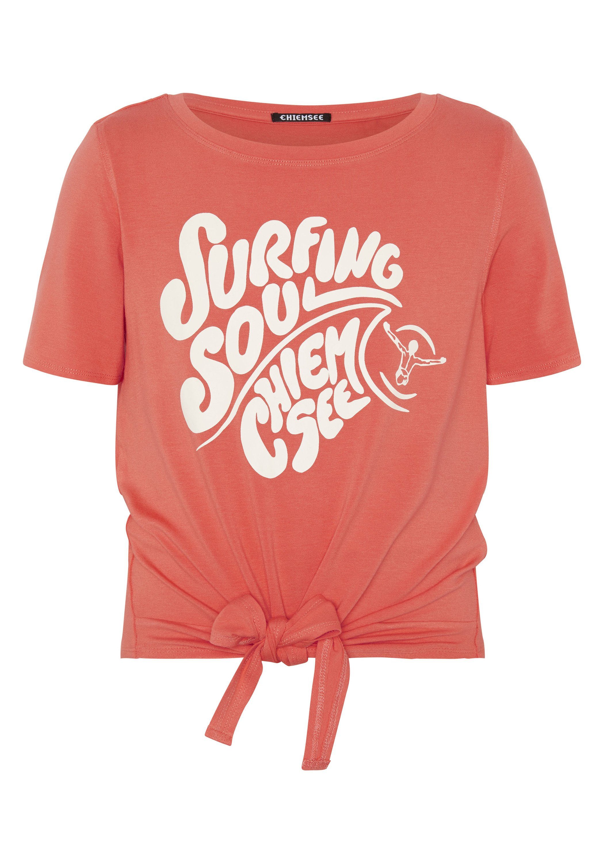Chiemsee Print-Shirt Shirt mit Print und Schleifen-Akzent 1 17-1656 Hot Coral