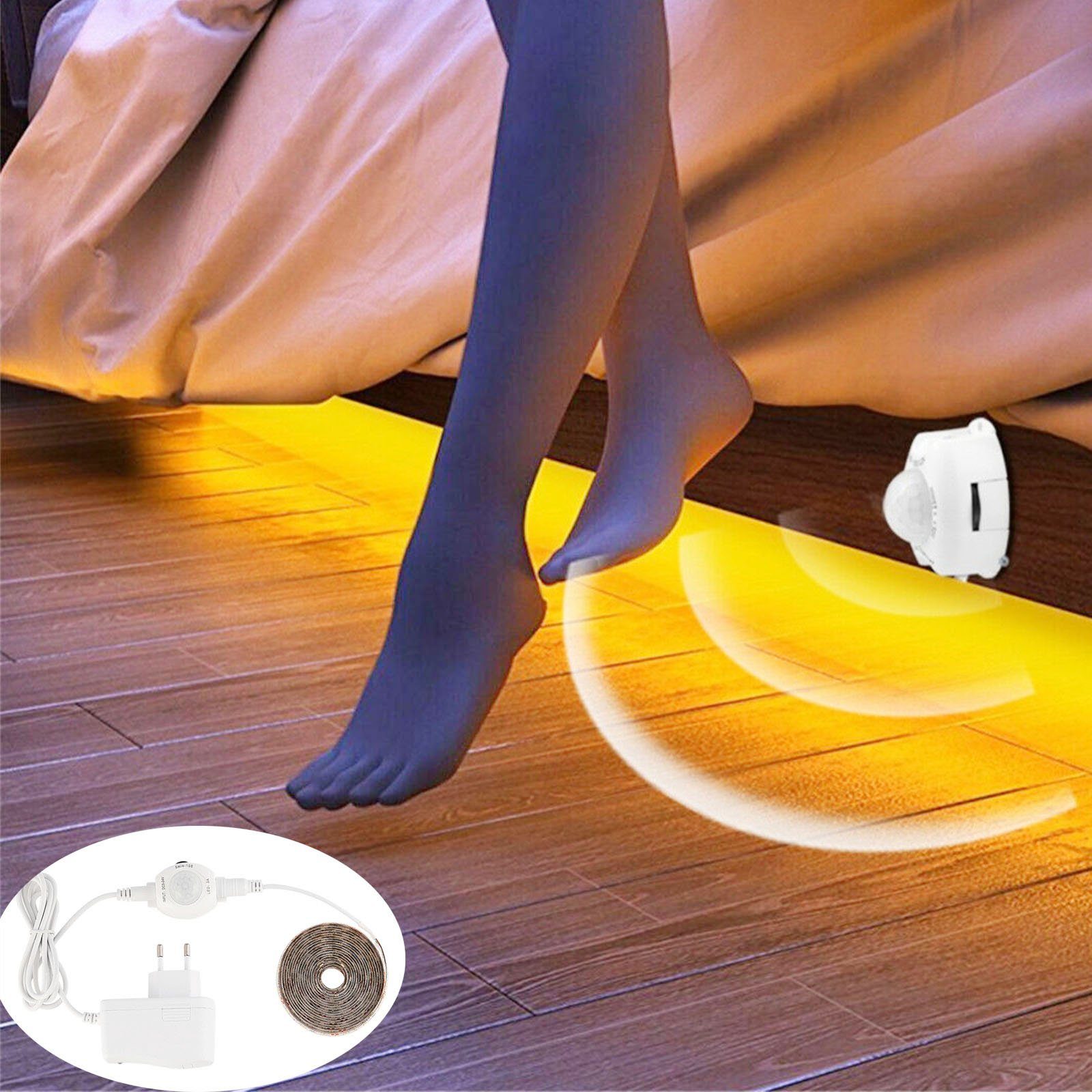 Lichtband, Warmweiß, 1-3M Infrarot-Sensoren Schlafzimmer LED Nachtlichter Stripe Stripe mit LED LED Bewegungssensor IP65 LED mit Streifen oyajia PIR Streifen,
