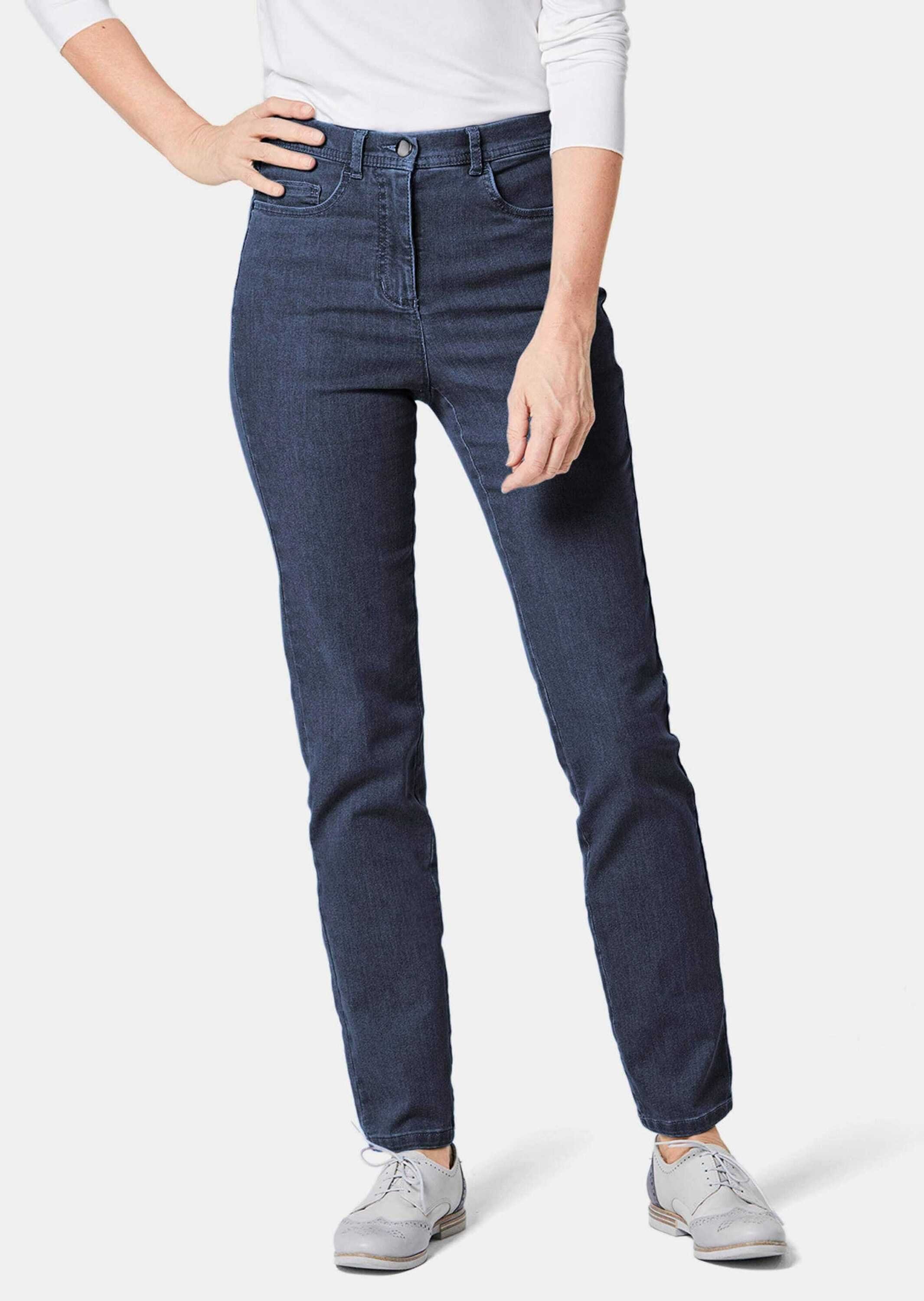 GOLDNER Bequeme Jeans Kurzgröße: Bequeme High-Stretch-Jeanshose dunkelblau