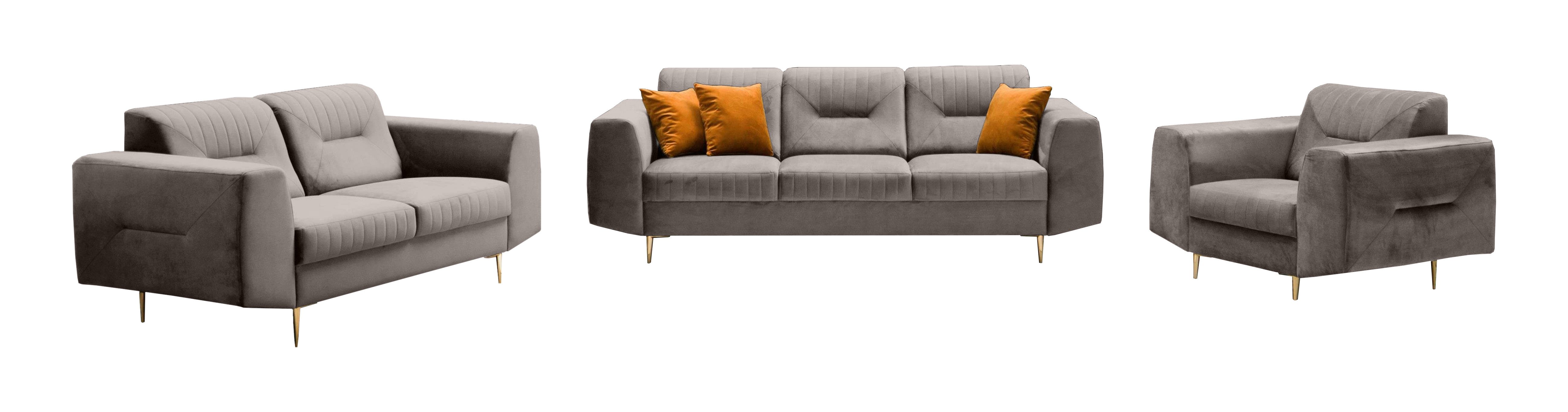 Beautysofa Polstergarnitur im modernen Stil auf hohen Metallbeinen VENEZIA, günstig online kaufen