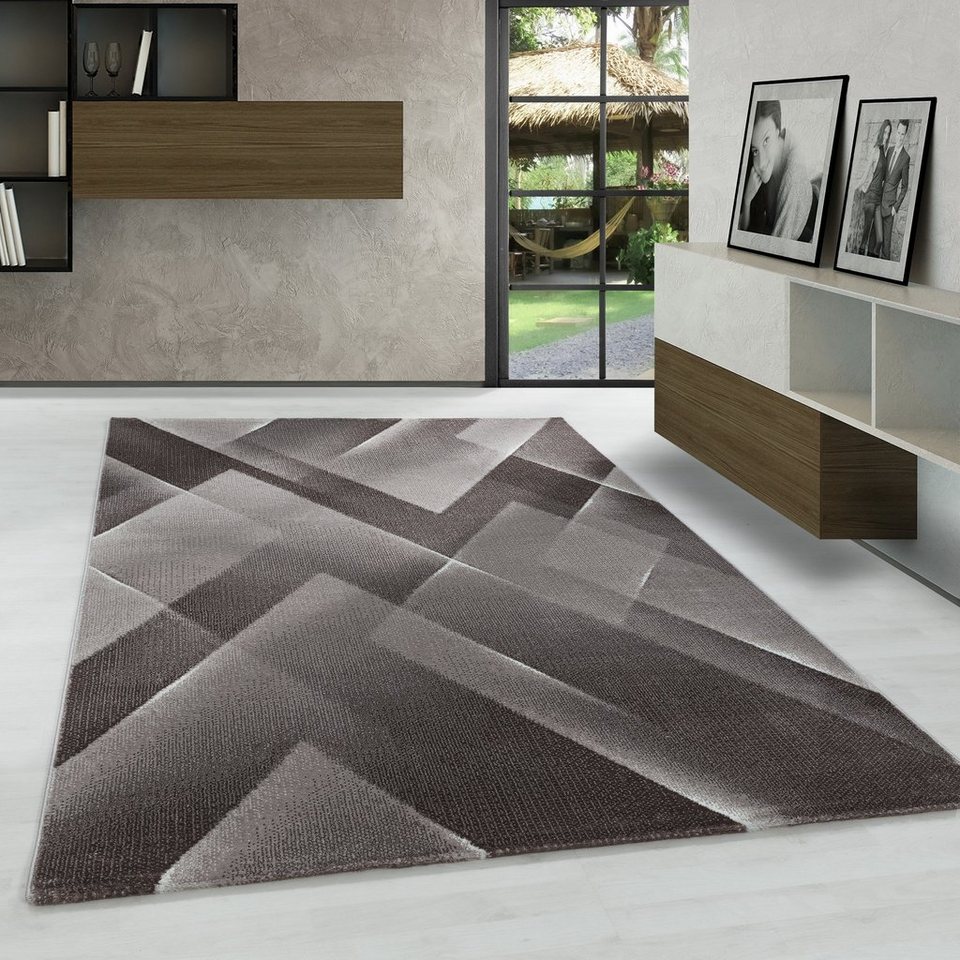 Designteppich Abstrakt Design, Carpetsale24, Läufer, Höhe: 9 mm, Kurzflor  Teppich Abstrakt Design Teppich Braun Teppich Wohnzimmer