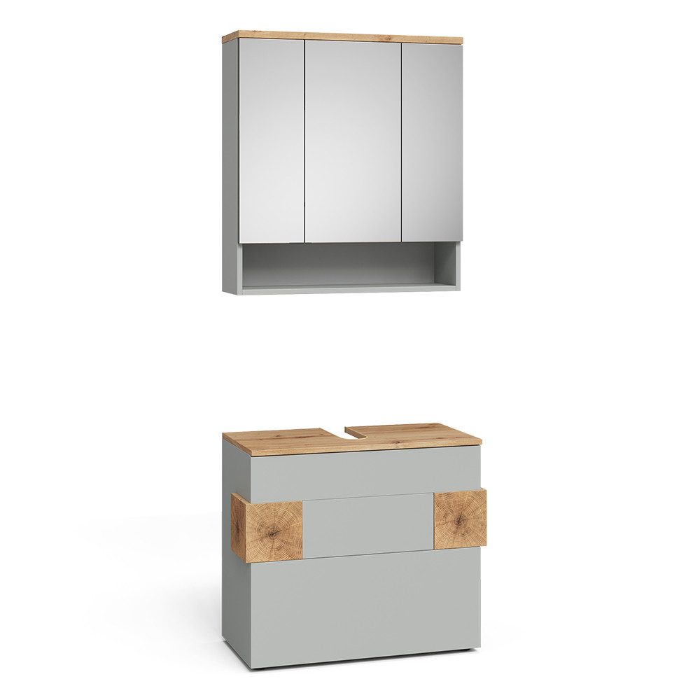 Vicco Badmöbel-Set Eden, Grau/Artisan, 2 Teile, (2-St., 2er Set)