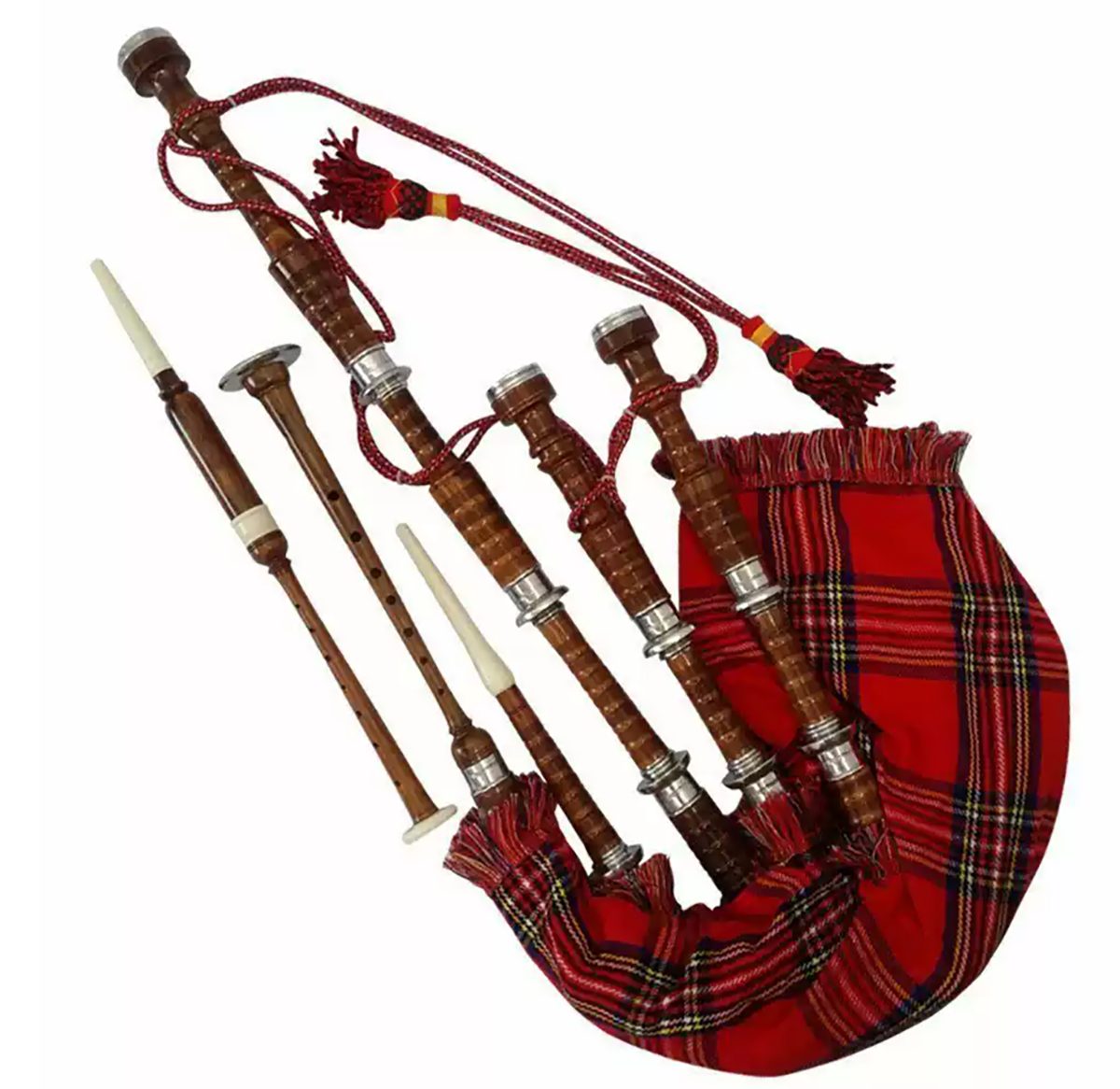 Tartan Dudelsack Royal Red Querflöte vidaXL Steward Great Schottischer Highland