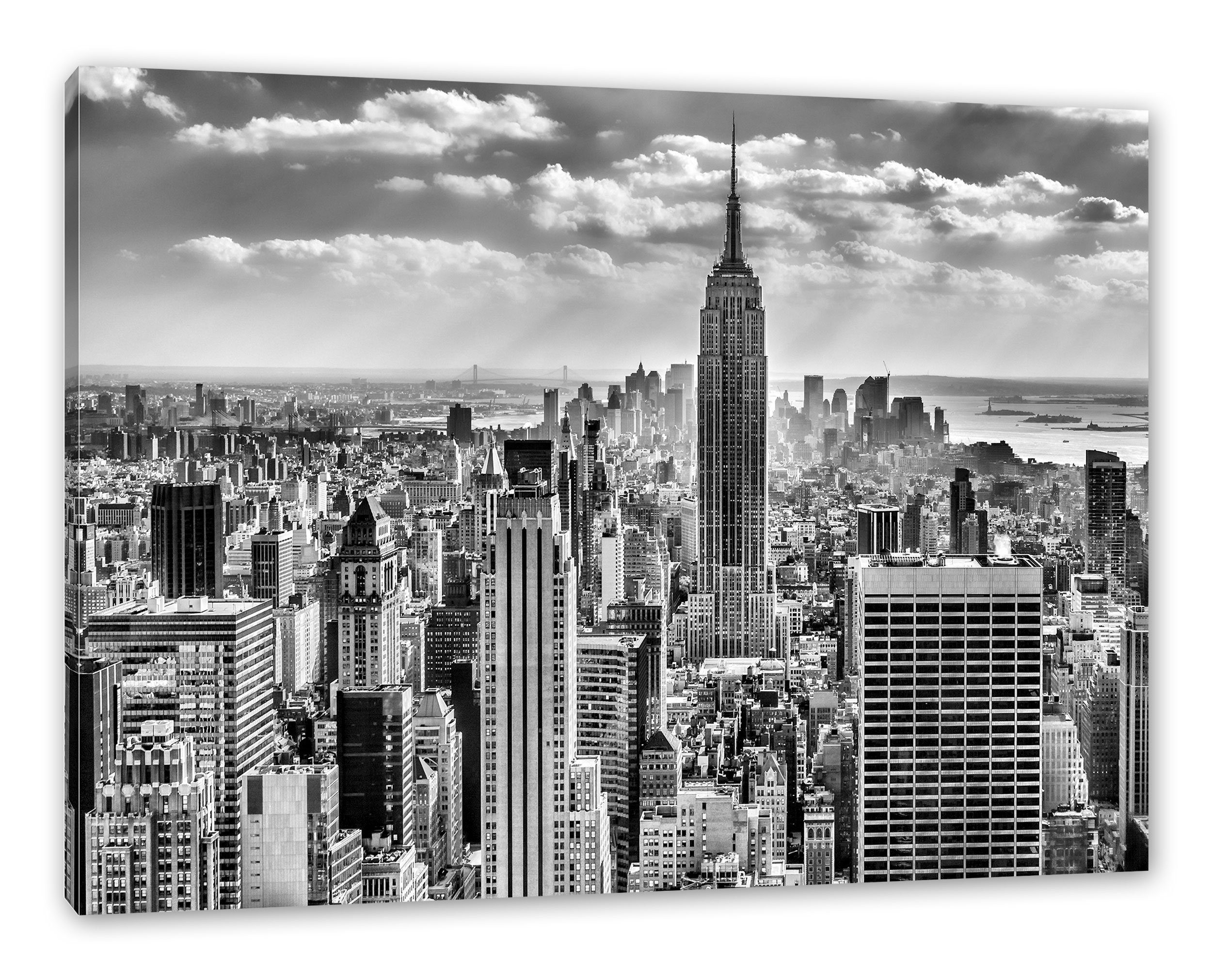 Leinwandbild Pixxprint inkl. bespannt, Zackenaufhänger New fertig Leinwandbild (1 Manhattan, York, New Manhattan St), York,