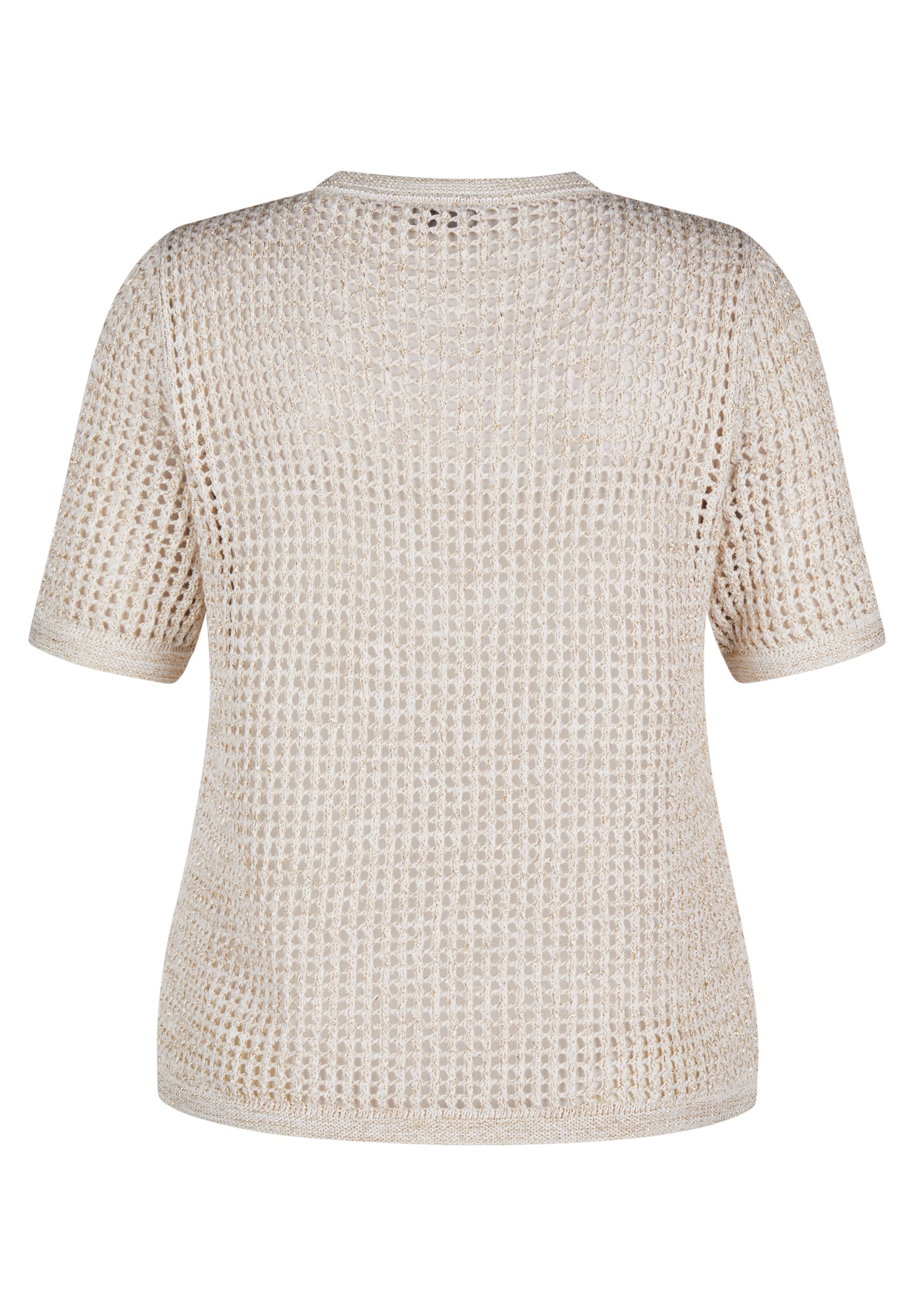 Rabe Strickjacke kurzarm, mit Loch-Struktur und Knopfverschluss