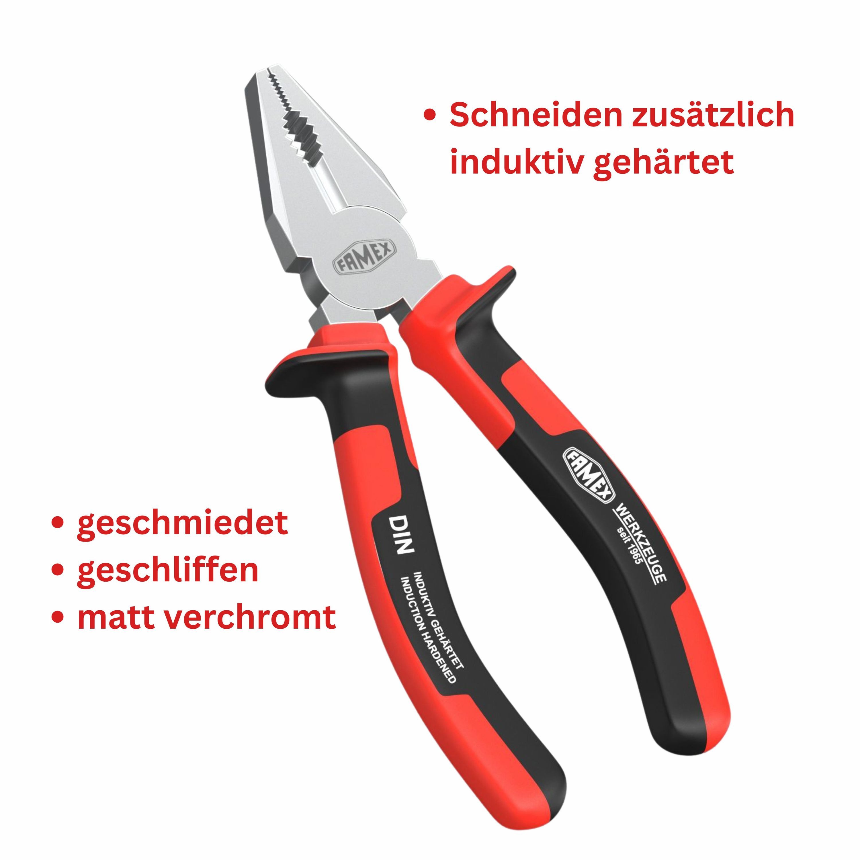 FAMEX Zangenset 3957-4 Zangen Satz, 4-tlg., Schneiden zusätzlich induktiv gehärtet