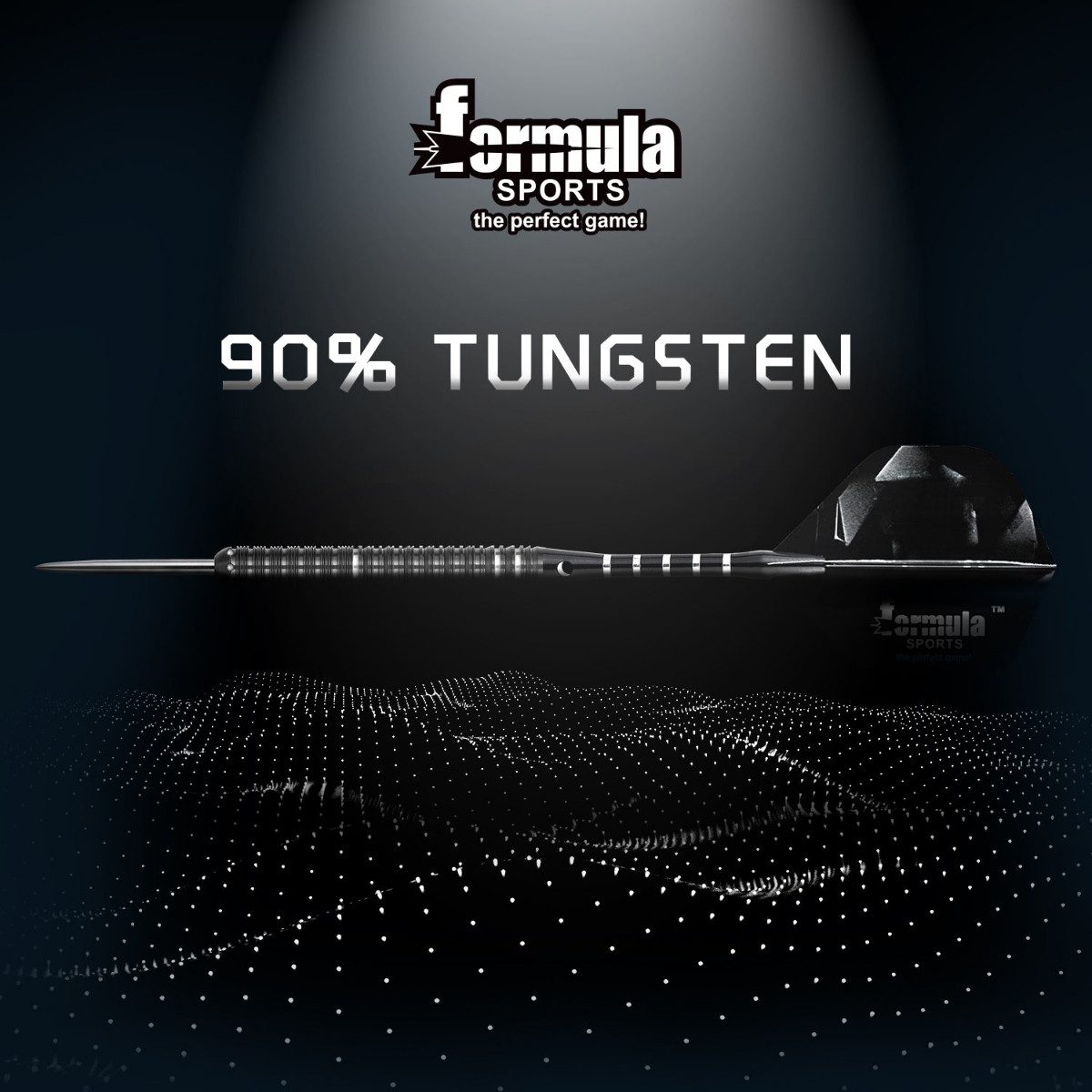 Formula Sports Dartpfeil FST180 Gen 3 Steeldart Set 24g mit langlebigen Tungsten Barrels, Silberne und schwarze Gripringe mit stabilem Wolframbarrel