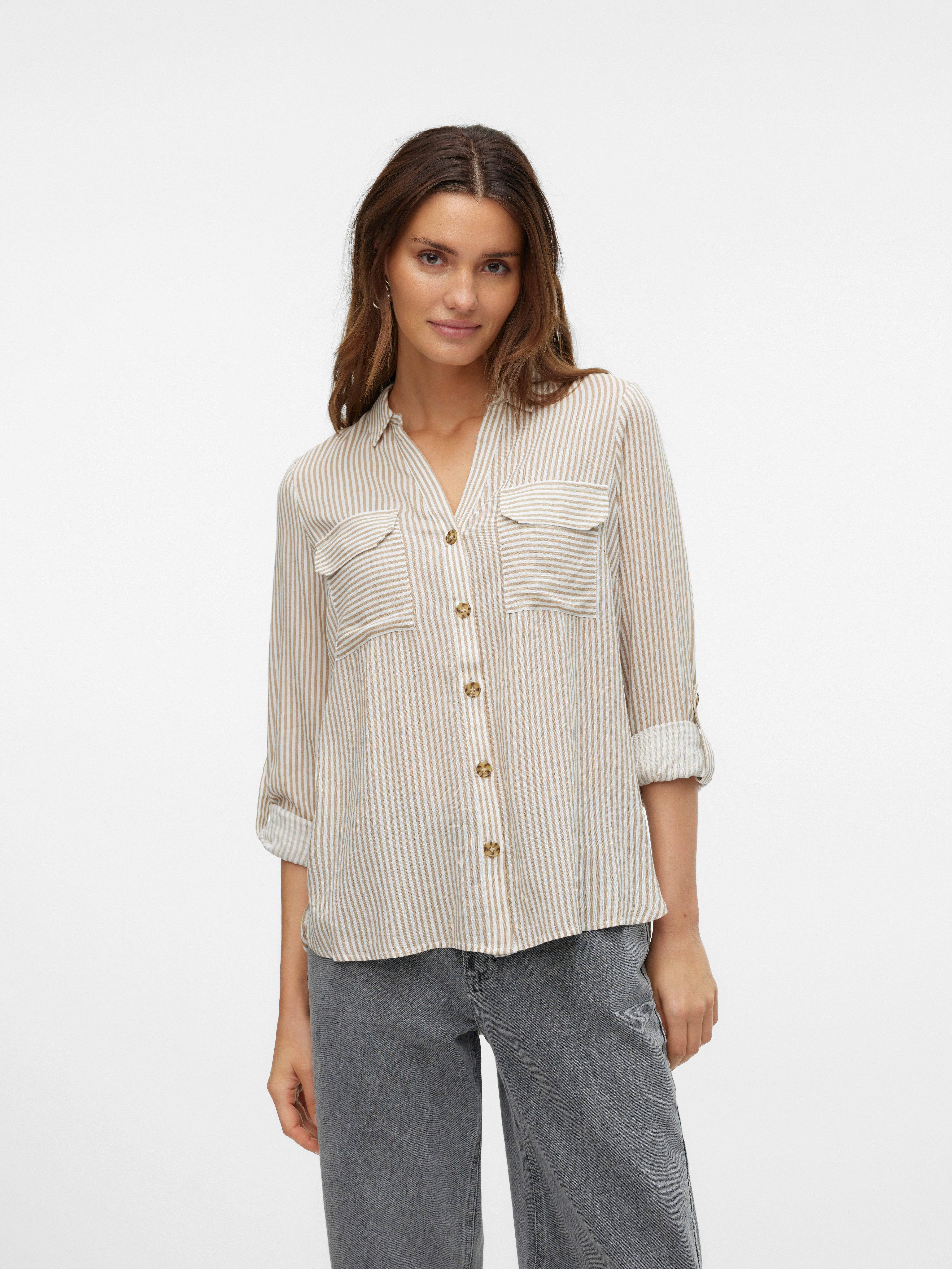 Vero Moda Hemdbluse VMBUMPY L/S SHIRT NEW WVN GA NOOS Viskose, regular fit