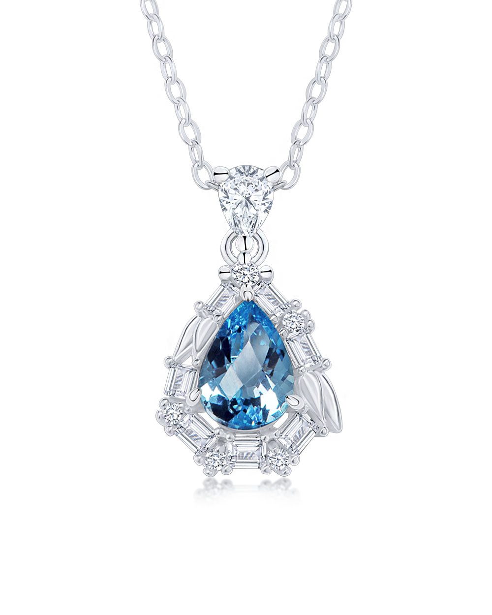DANIEL CLIFFORD Kette mit Anhänger 'Serenity' Damen Halskette Silber 925 Tropfen Anhänger Kristall blau (inkl. Verpackung), größenverstellbare Silberkette 40 cm - 45 cm, Tropfenanhänger blau