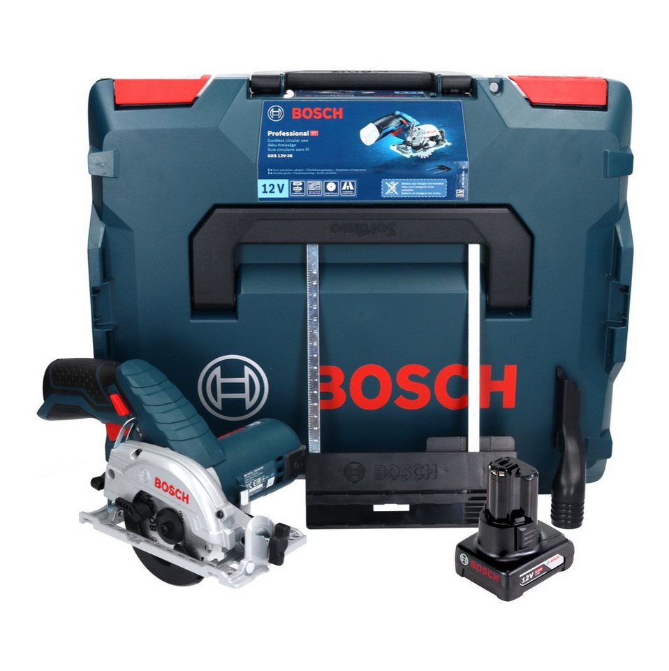 Thumbnail - Bosch Professional Kompakt-Handkreissäge GKS 12V-26 Professional Akku Handkreissäge 12 V 85 mm + 1x Akku 6,0 A