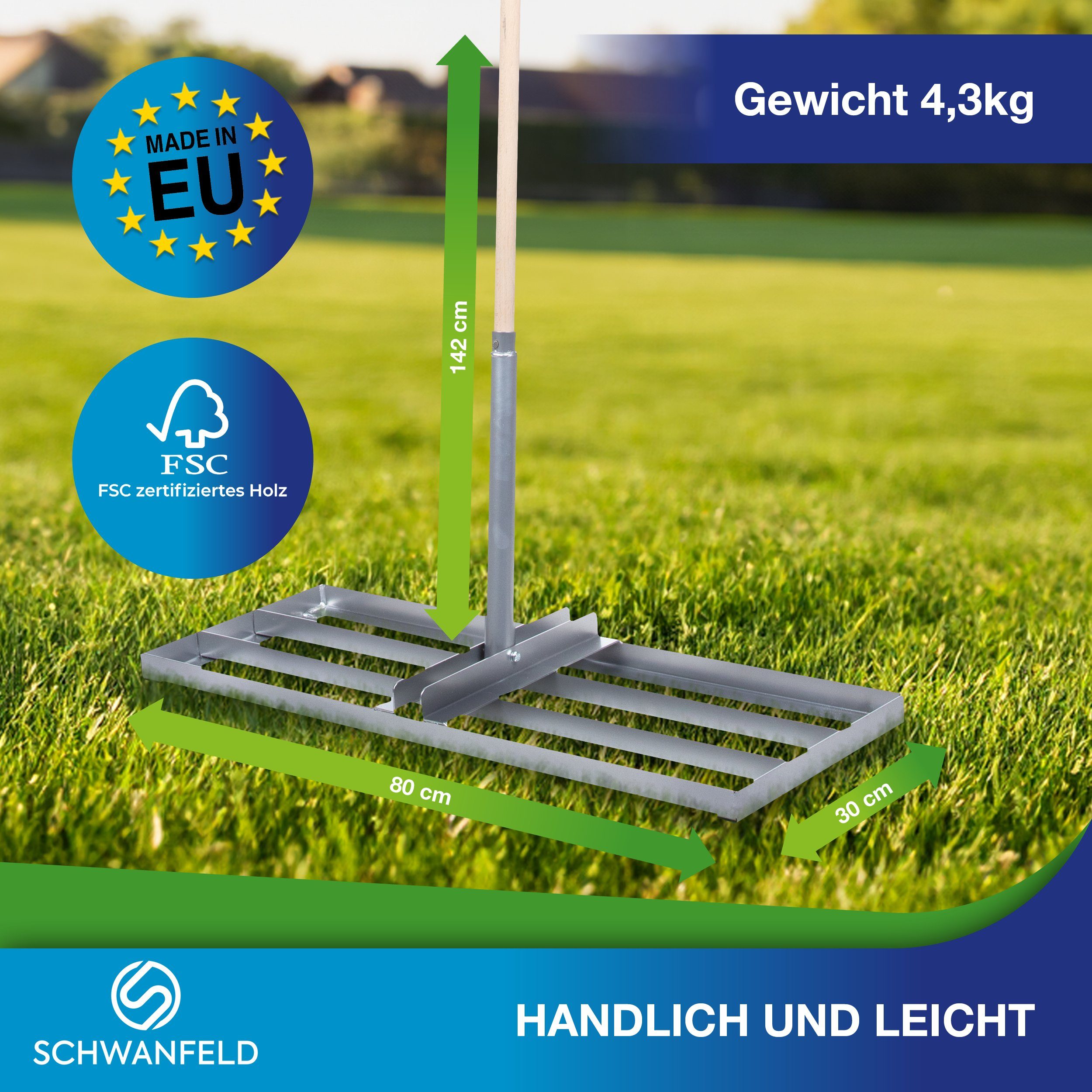 Schwanfeld Rasenlüfter 80x30cm Rasenrakel [LANGLEBIG & günstig online kaufen