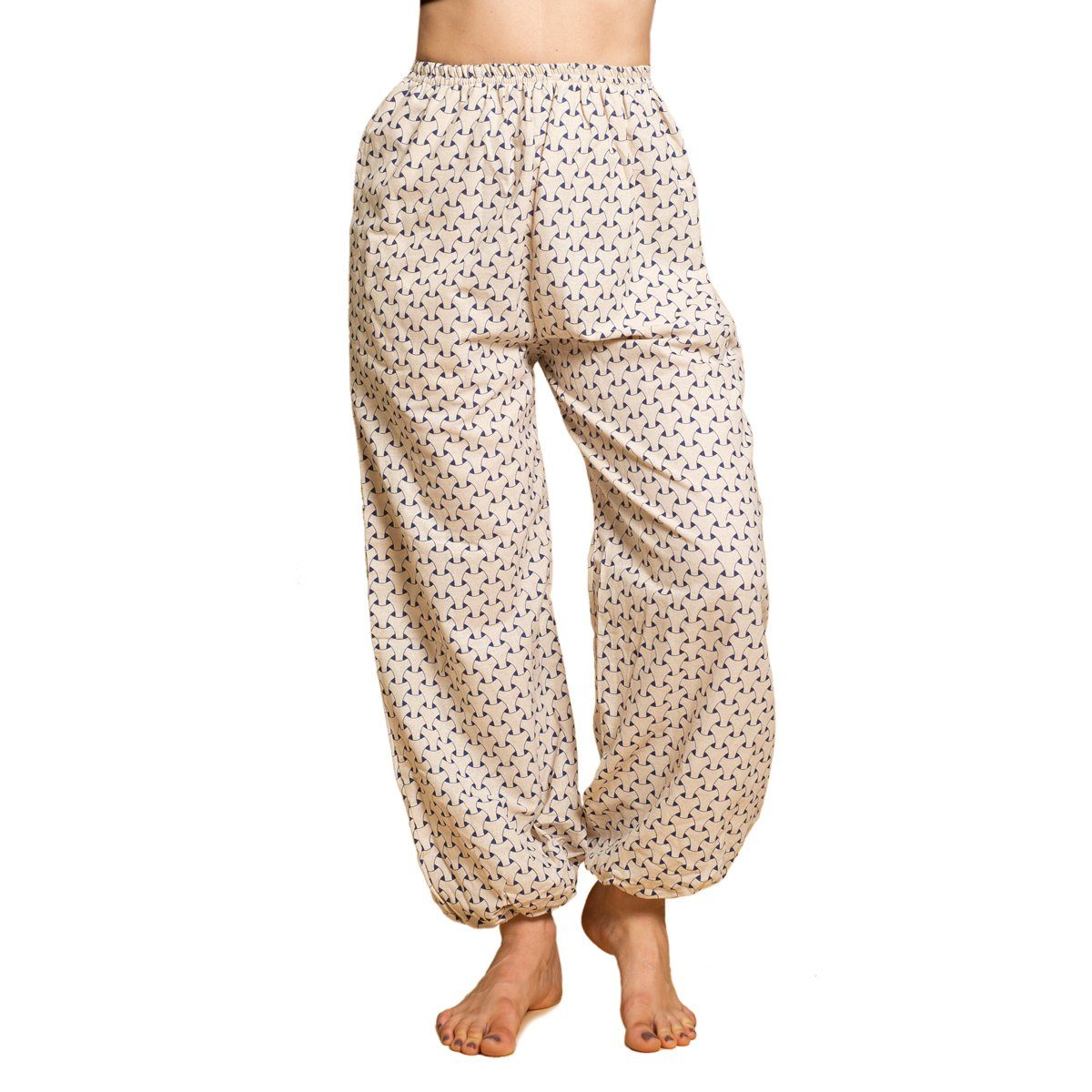 PANASIAM Stoffhose Muckhose Geometrix aus leicht grob gewebter Baumwolle bequeme Haremshose Unisex Freizeithose japanische Muster und heilige Geometrie Kikko