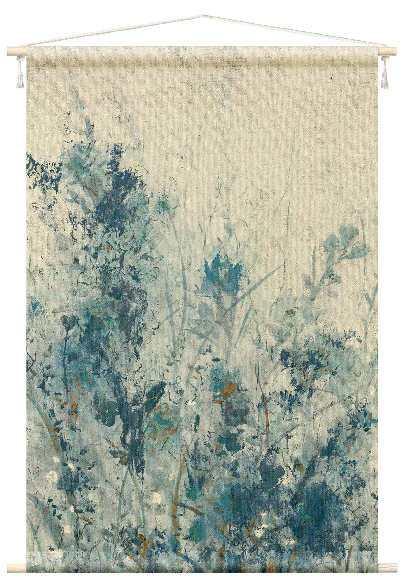 Bilderdepot24 Wandteppich modern Vintage Aquarell Botanik blau, rechteckig, günstig online kaufen