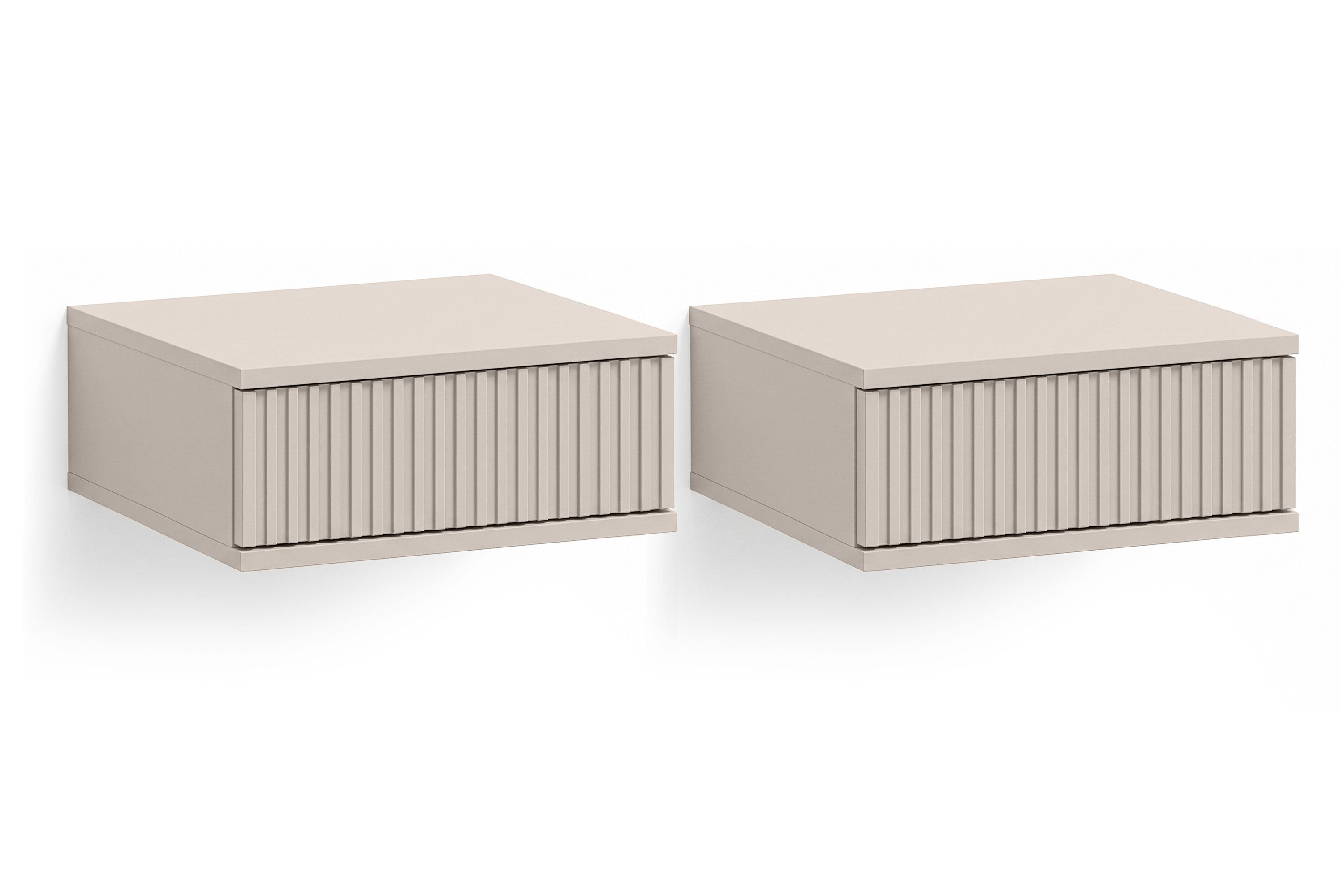KONSIMO® Nachttisch RECTUS II Hängender Nachttisch, Nachtschrank, Modern (2-St., 2er-Set), Schublade mit Push to Open-Funktion, geriffelte Fronten, grifflos