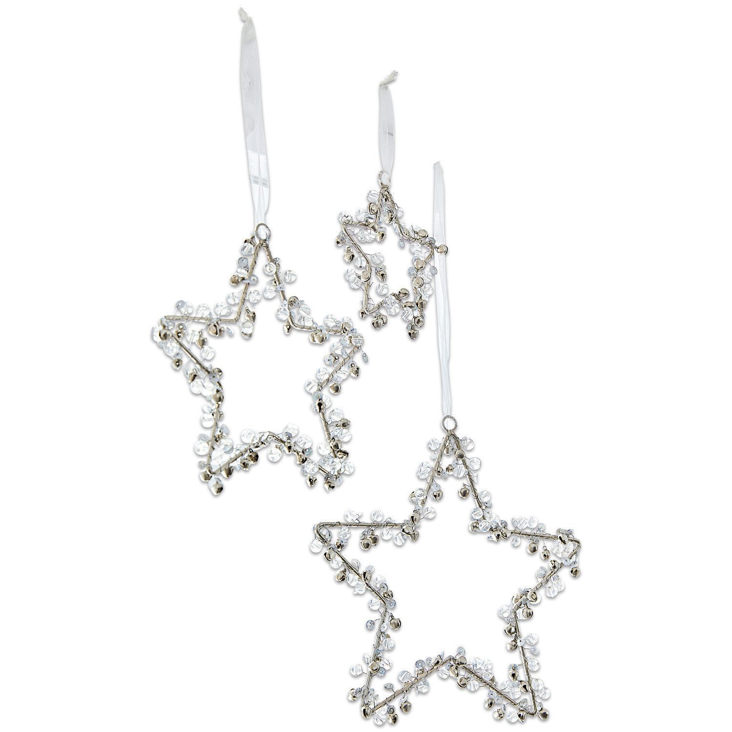 Mirabeau Christbaumschmuck Weihnachtsschmuck 3er Set Harley silber, Weihnachtsdekoration