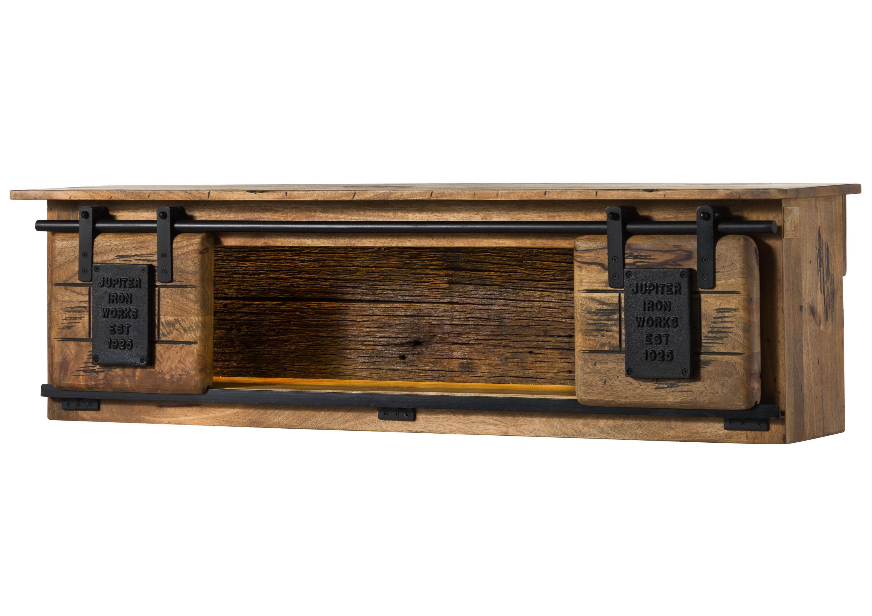 Massivmoebel24 Wandregal RAILWAY LUX, 1-tlg., Mango / Altholz 130x25x35 natur lackiert RAILWAY LUX #152
